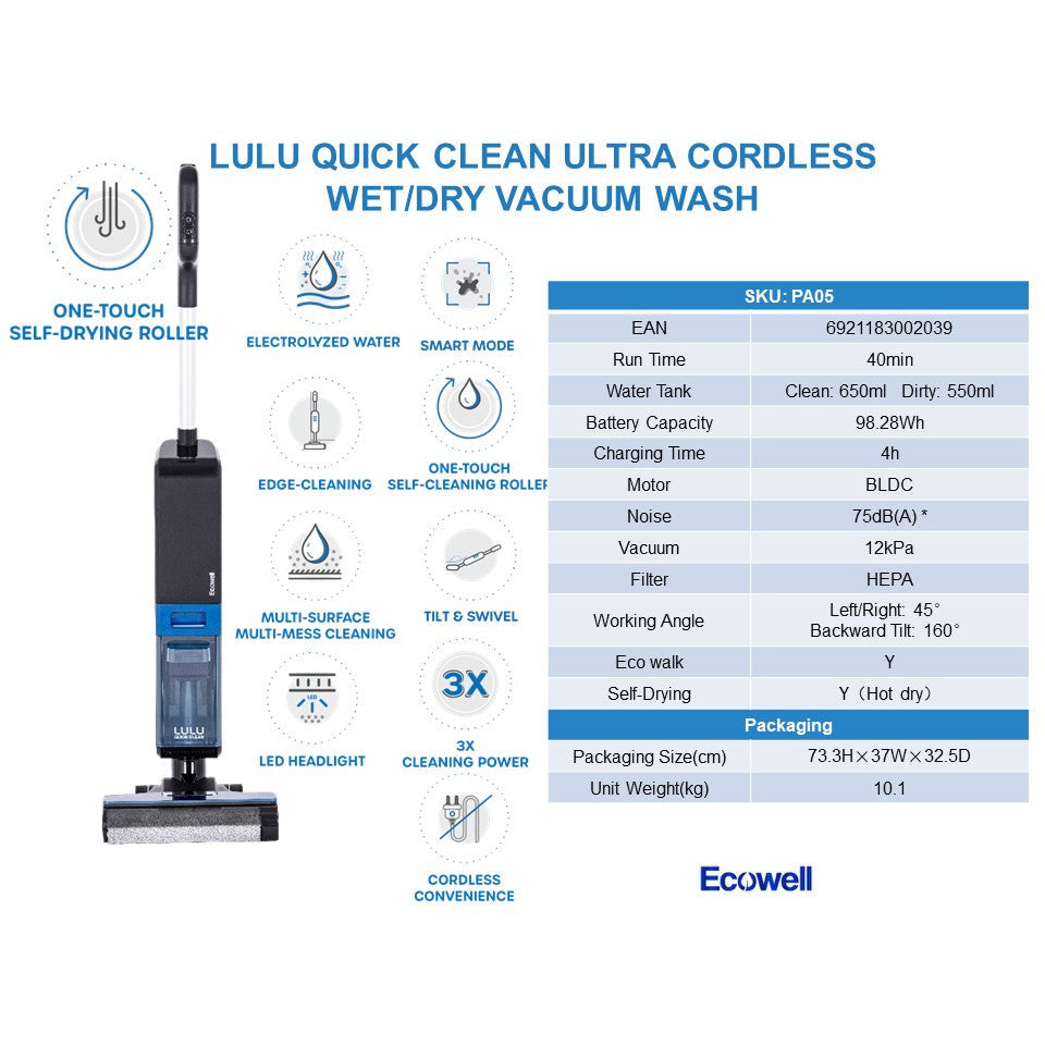 Lulu - Quick Clean Ultra Cordless Wet/Dry Vacuum Wash