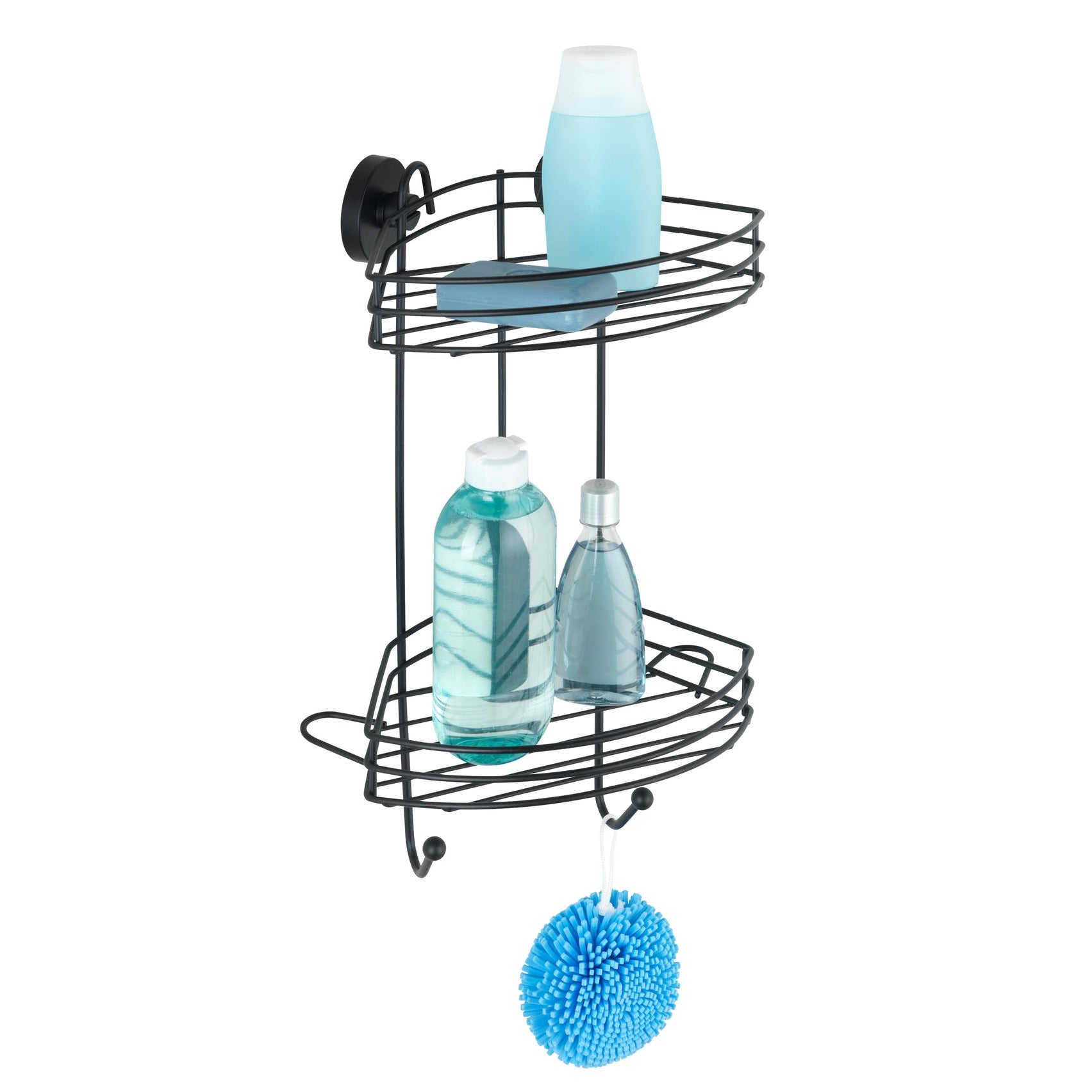 Vacuum-Locâ® 2-Tier Corner Rack - Black - Wall Shelf - No Drilling
