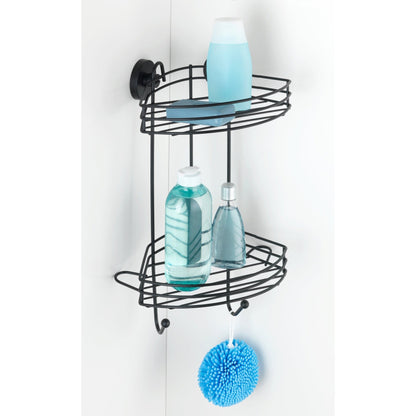 VACUUM-LOC® 2-TIER CORNER RACK - BLACK - WALL SHELF - NO DRILLING