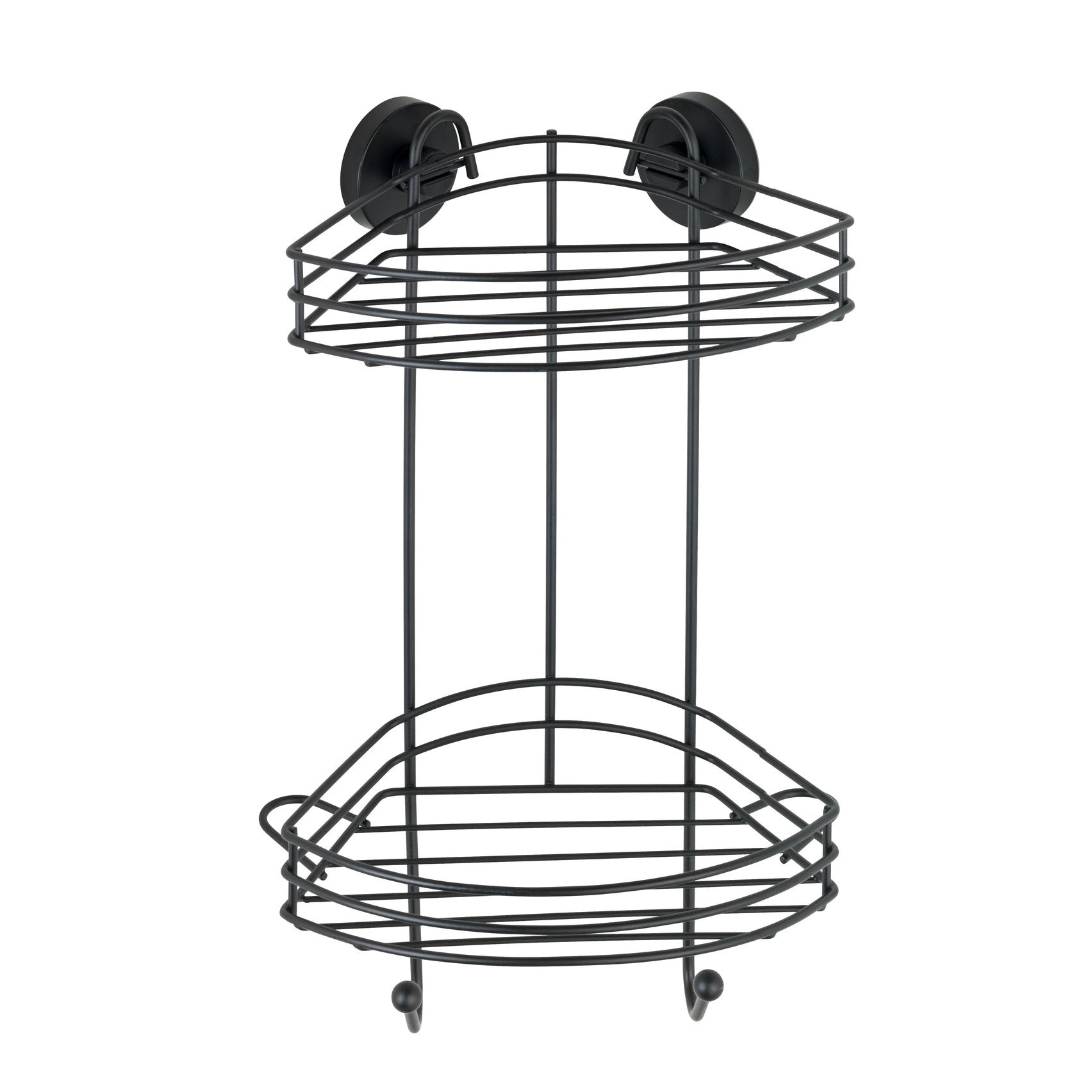 Vacuum-Locâ® 2-Tier Corner Rack - Black - Wall Shelf - No Drilling