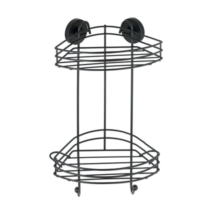 VACUUM-LOC® 2-TIER CORNER RACK - BLACK - WALL SHELF - NO DRILLING