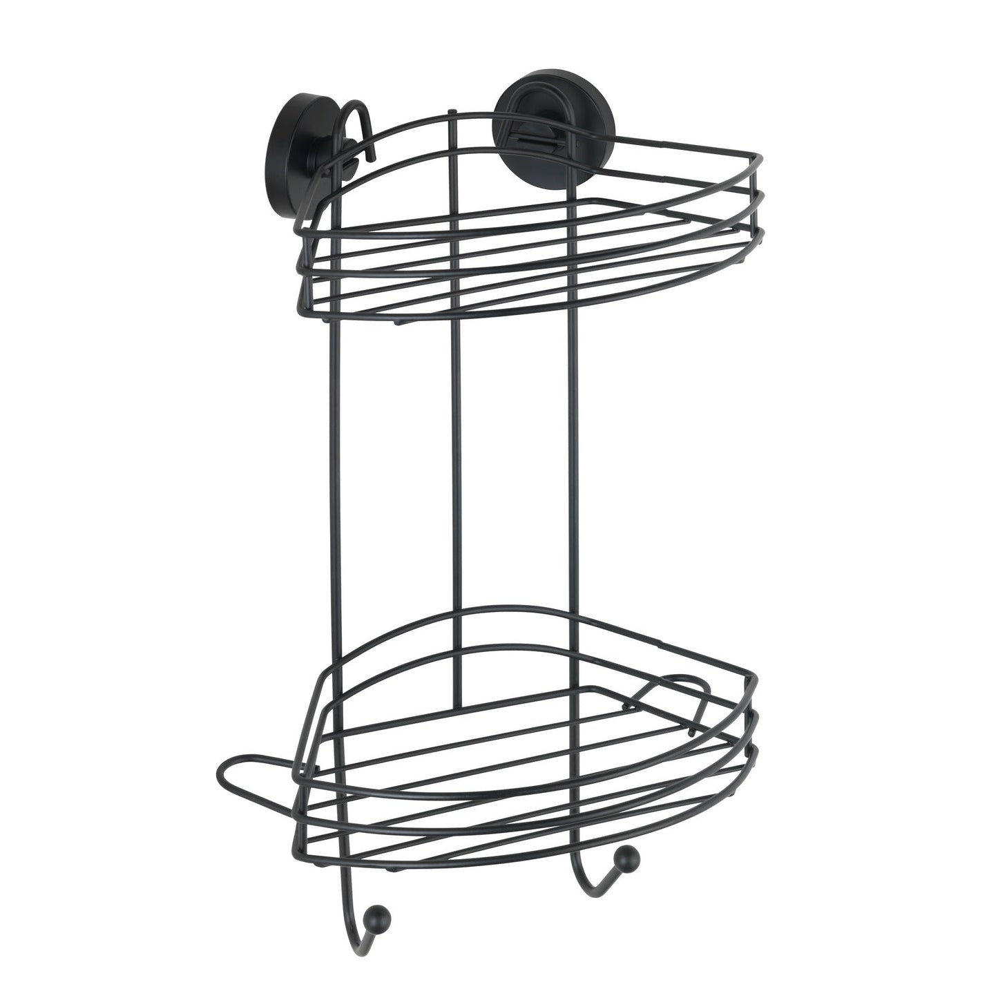 VACUUM-LOC® 2-TIER CORNER RACK - BLACK - WALL SHELF - NO DRILLING