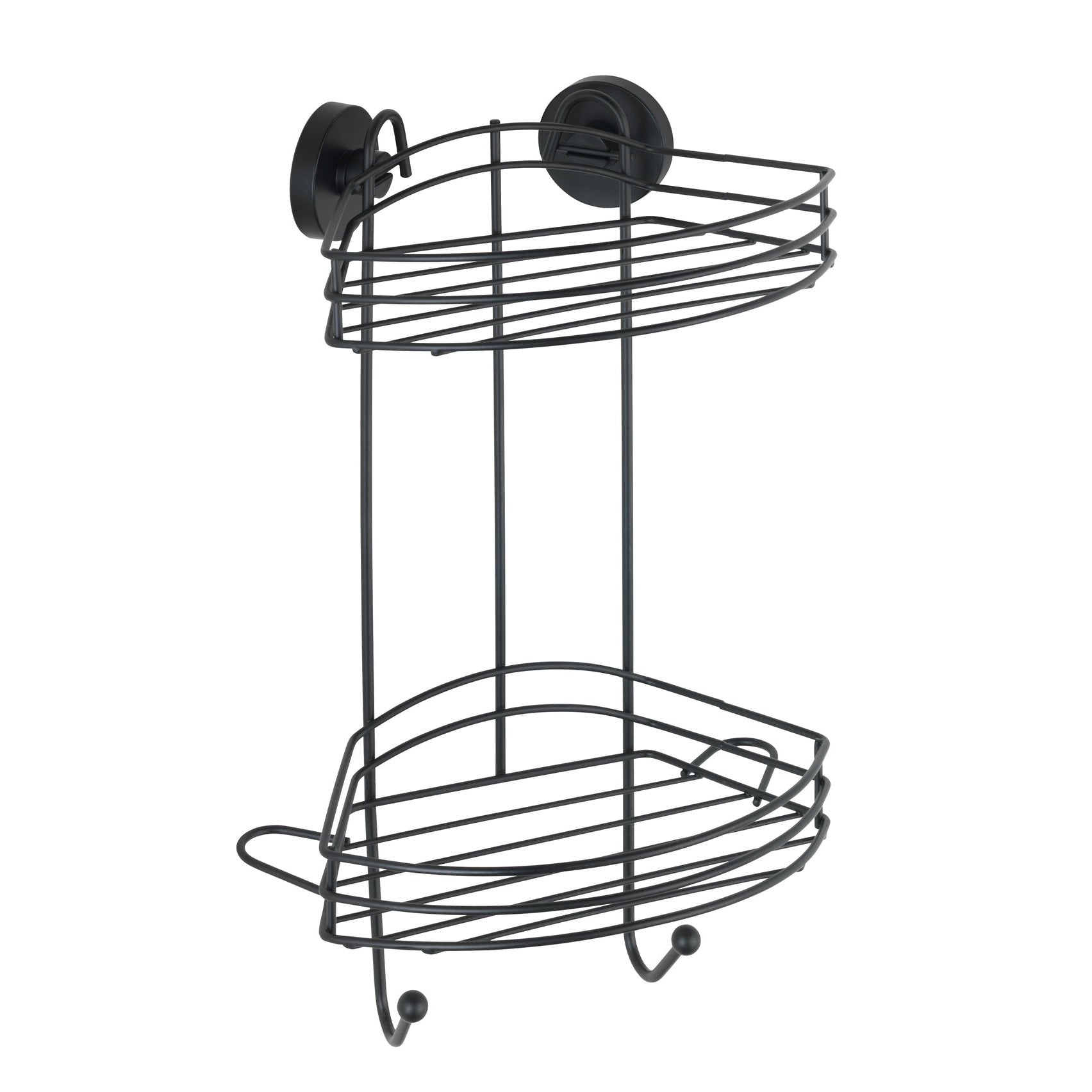 Vacuum-Locâ® 2-Tier Corner Rack - Black - Wall Shelf - No Drilling