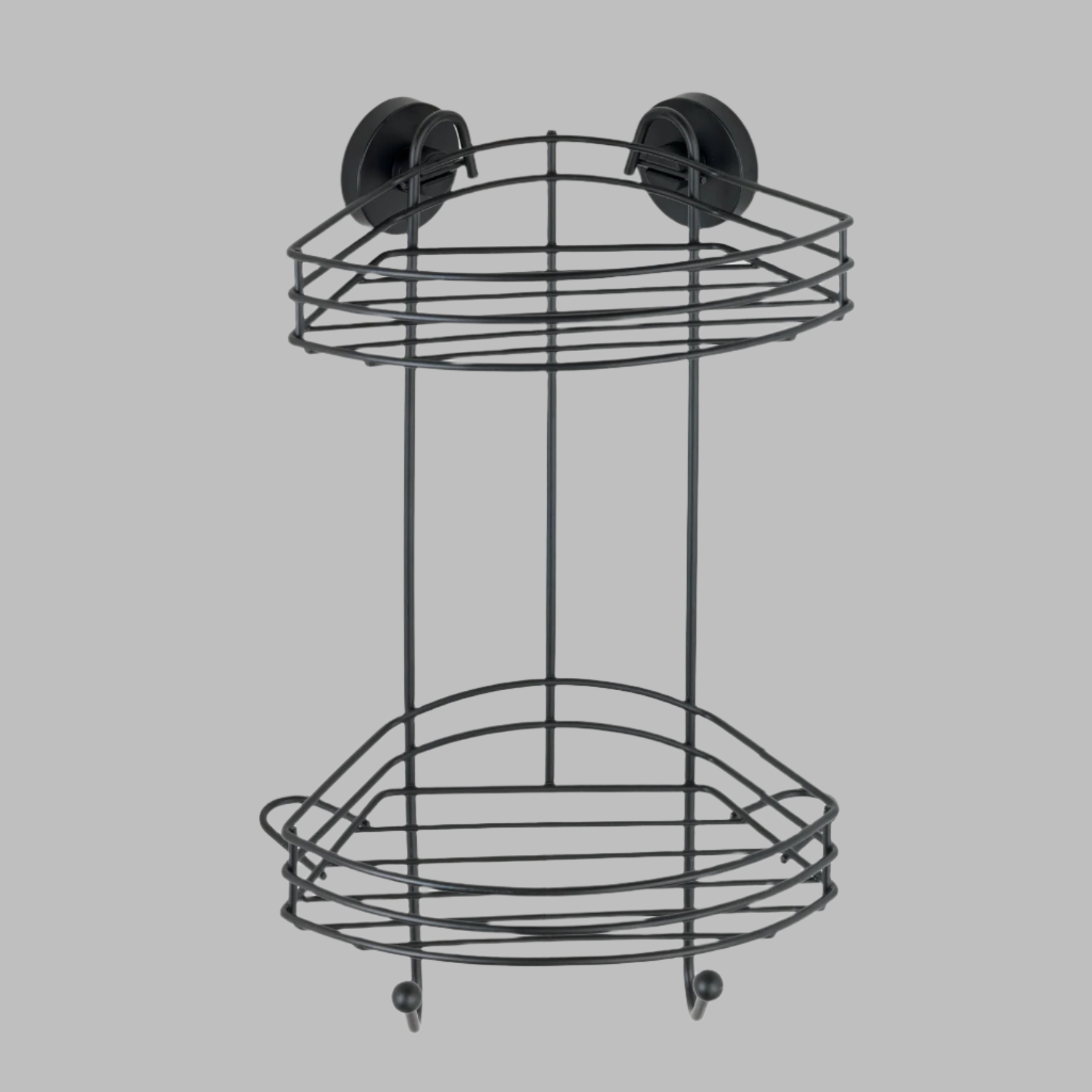 Vacuum-Locâ® 2-Tier Corner Rack - Black - Wall Shelf - No Drilling