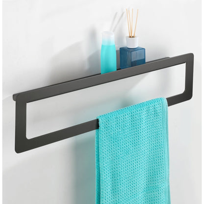 TOWEL RAIL WITH SHELF UNO - MONTELLA RANGE - RUSTPROOF ALUMINIUM - ANTHRACITE