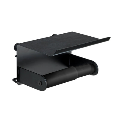 TOILET PAPER HOLDER WITH SHELF -  CLASSIC PLUS - BLACK