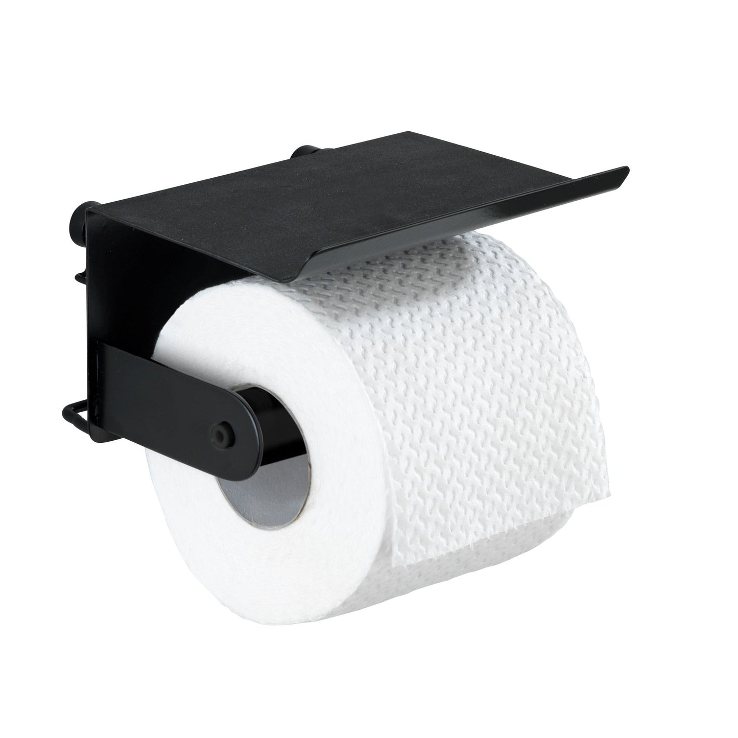 TOILET PAPER HOLDER WITH SHELF -  CLASSIC PLUS - BLACK