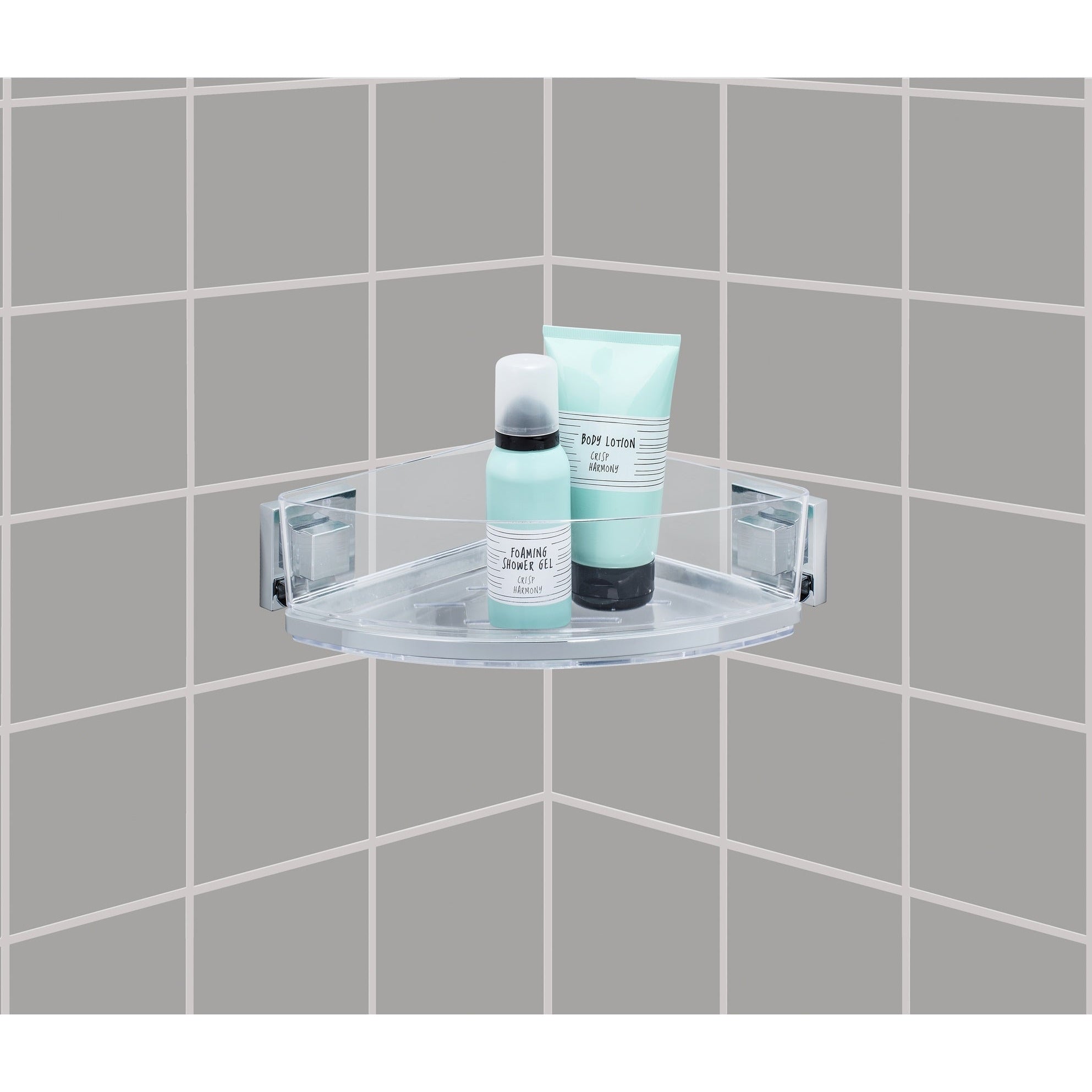 Vacuum-Loc Corner Shelf Quadro Range - S/Steel - No Drilling