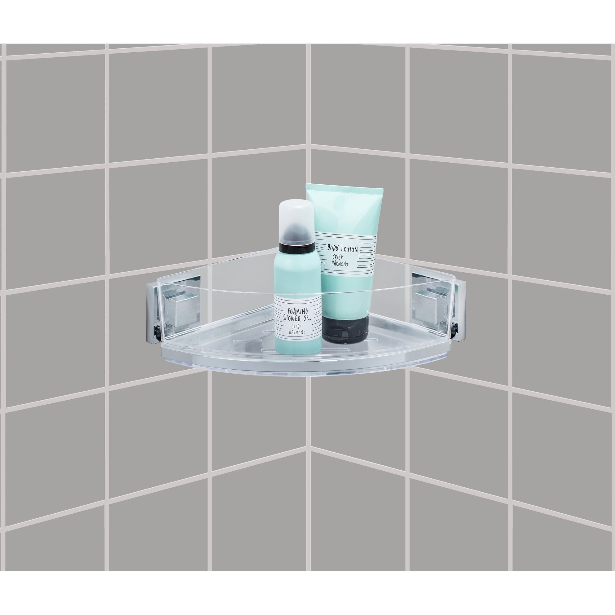 Vacuum-Loc Corner Shelf Quadro Range - S/Steel - No Drilling