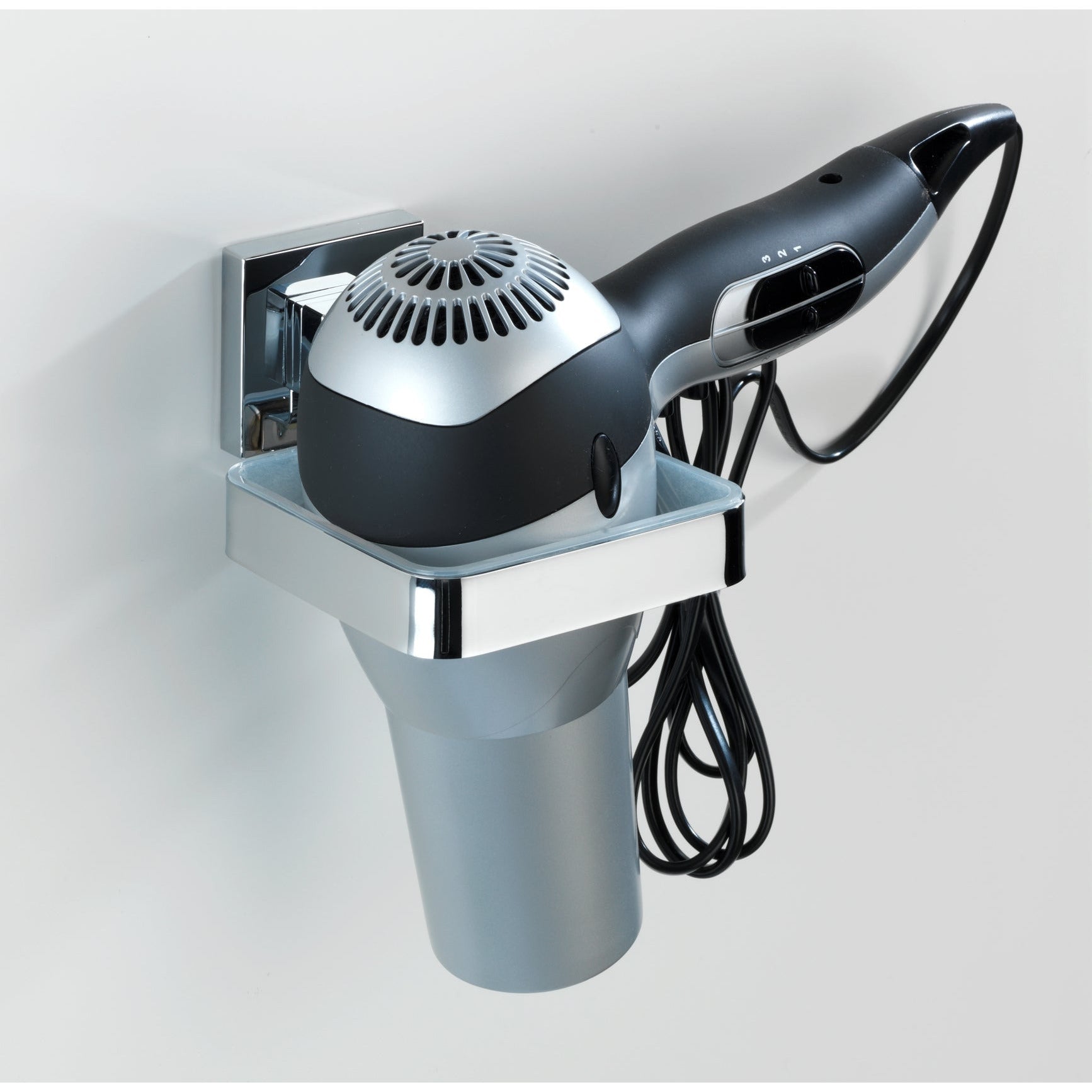 Vacuum-Loc Hair Dryer Holder Quadro Range - S/Steel - No Drilling