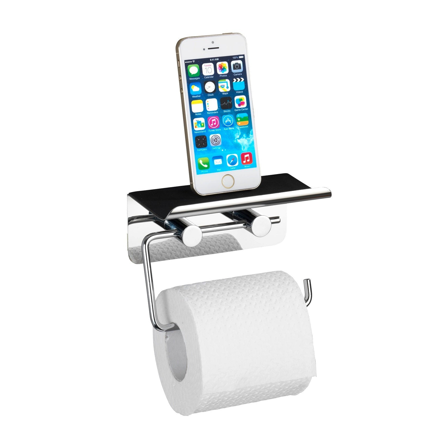 Toilet Paper Holder With Shelf - Stainless Steel