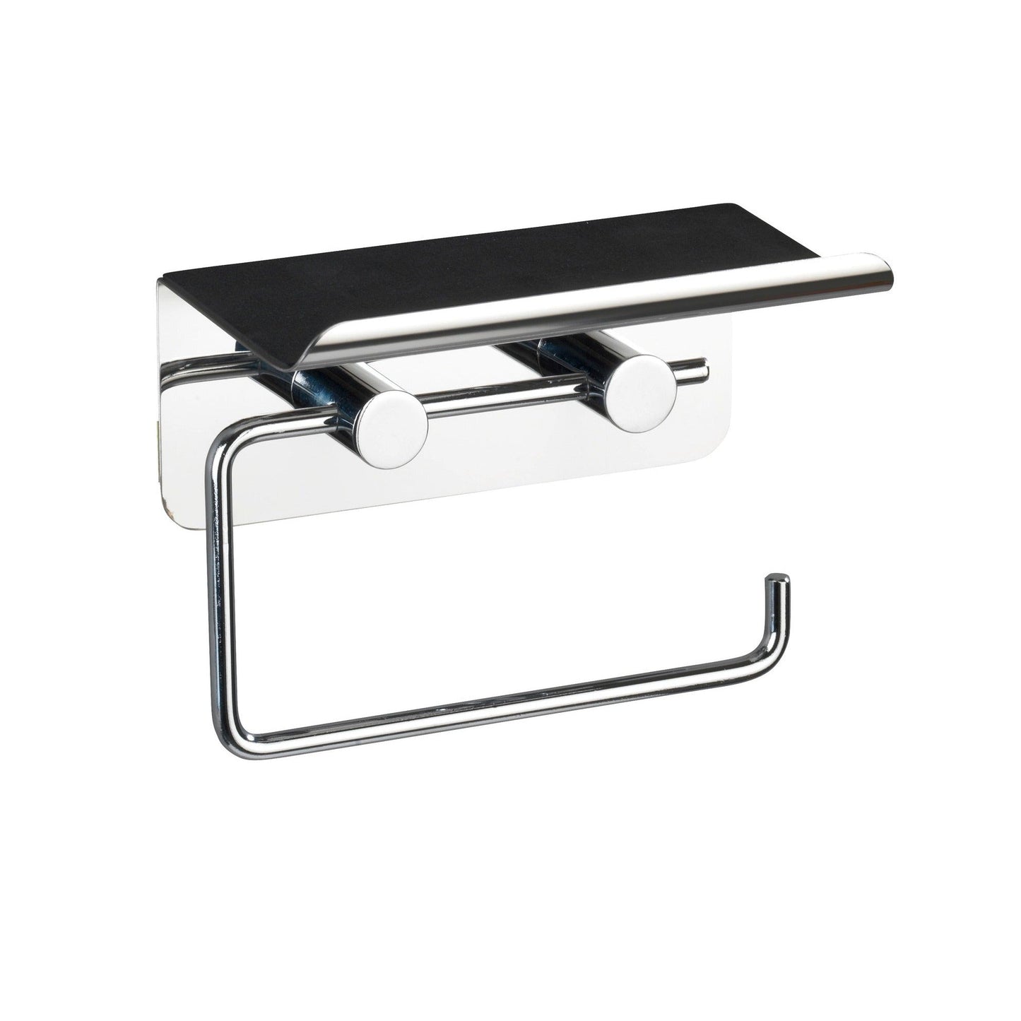 TOILET PAPER HOLDER WITH SHELF - STAINLESS STEEL