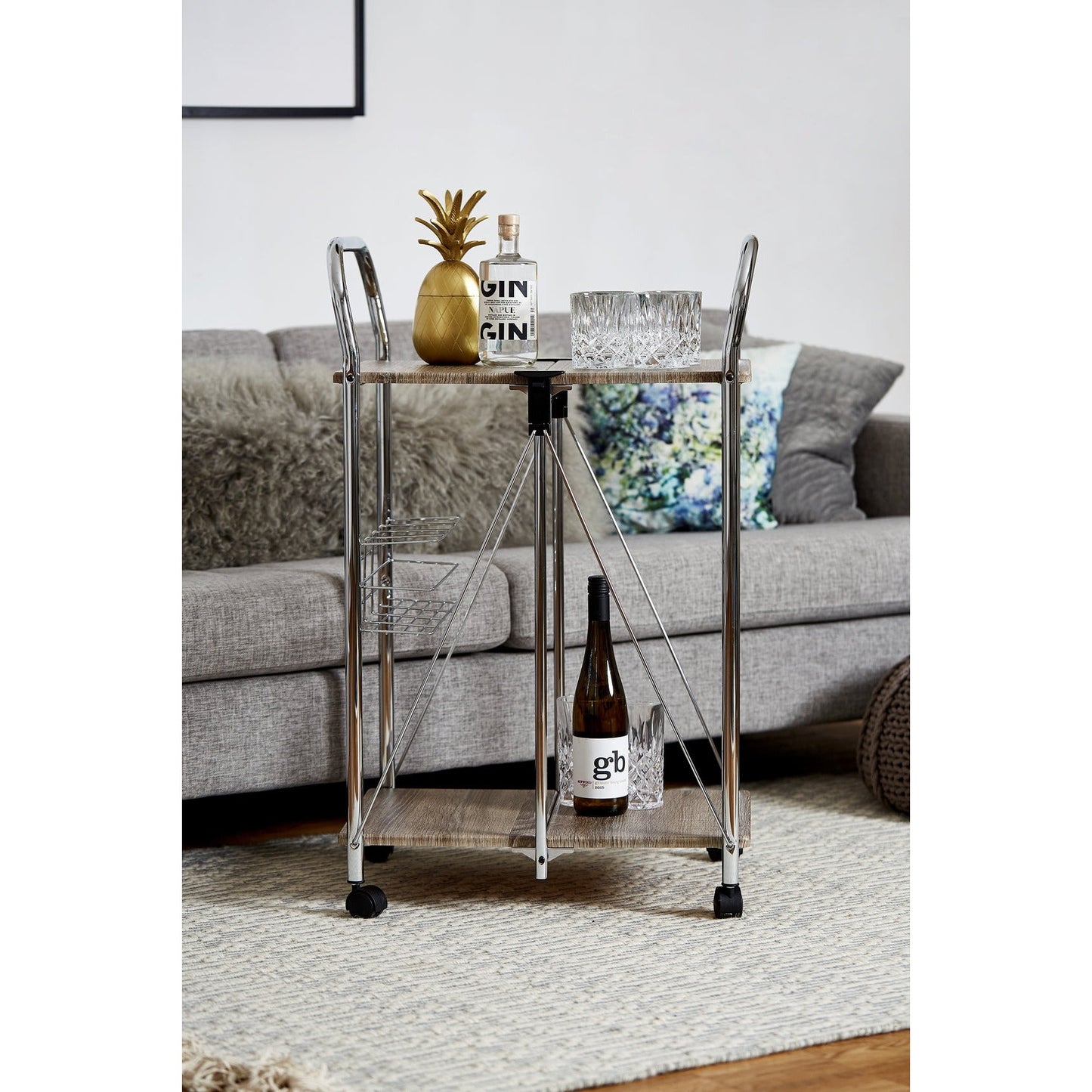 SERVING TROLLEY - FOLDABLE - LIKY RANGE - WOOD METAL