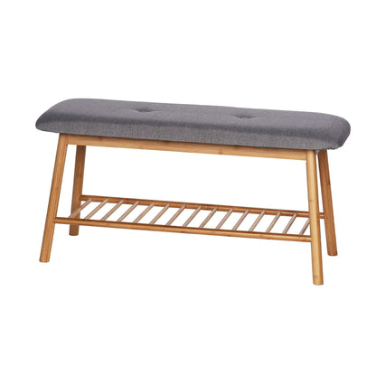 SHOE BENCH WITH CUSHION - BAHARI RANGE - BAMBOO GREY