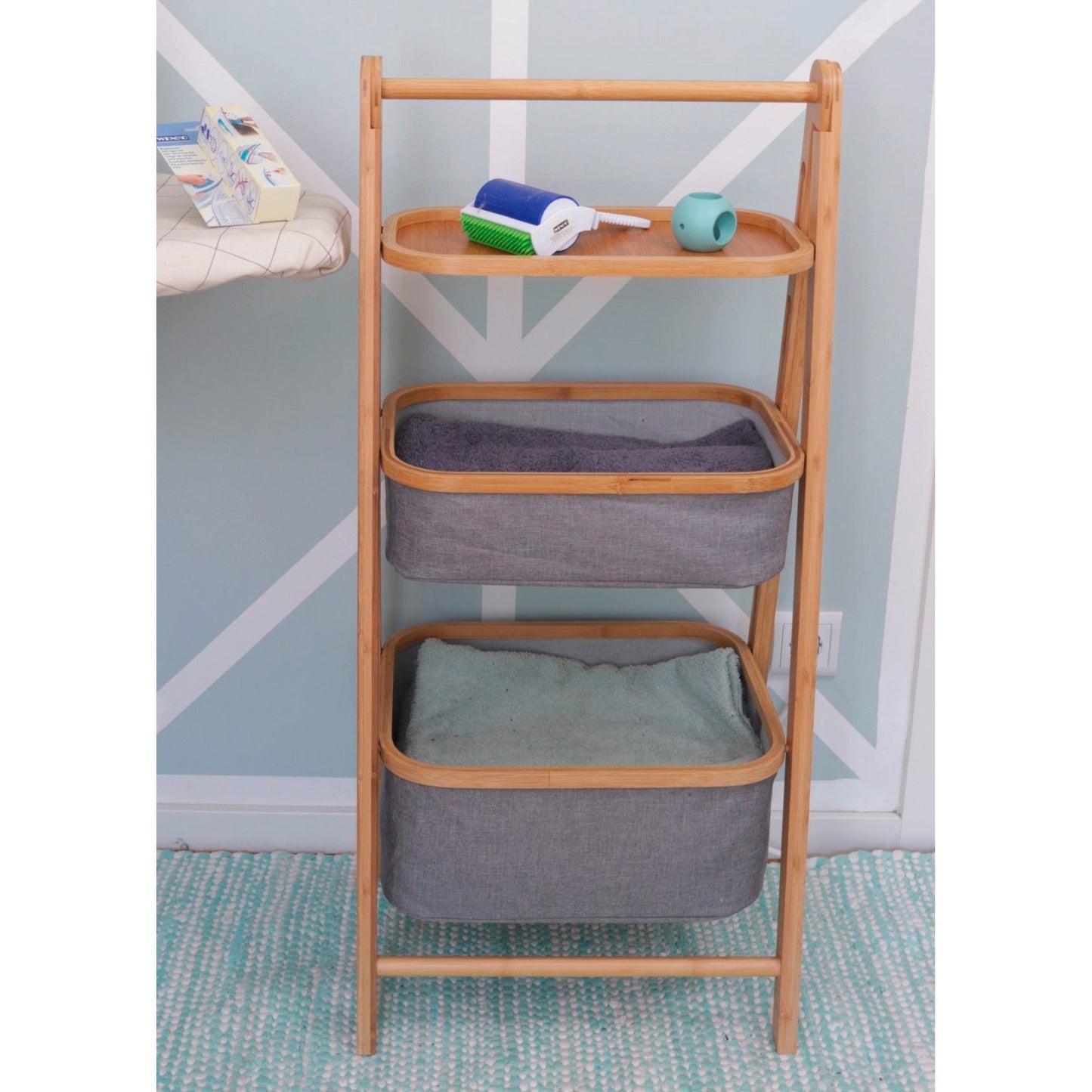 BAHARI SHELF UNIT WITH 2 BASKETS - BAMBOO