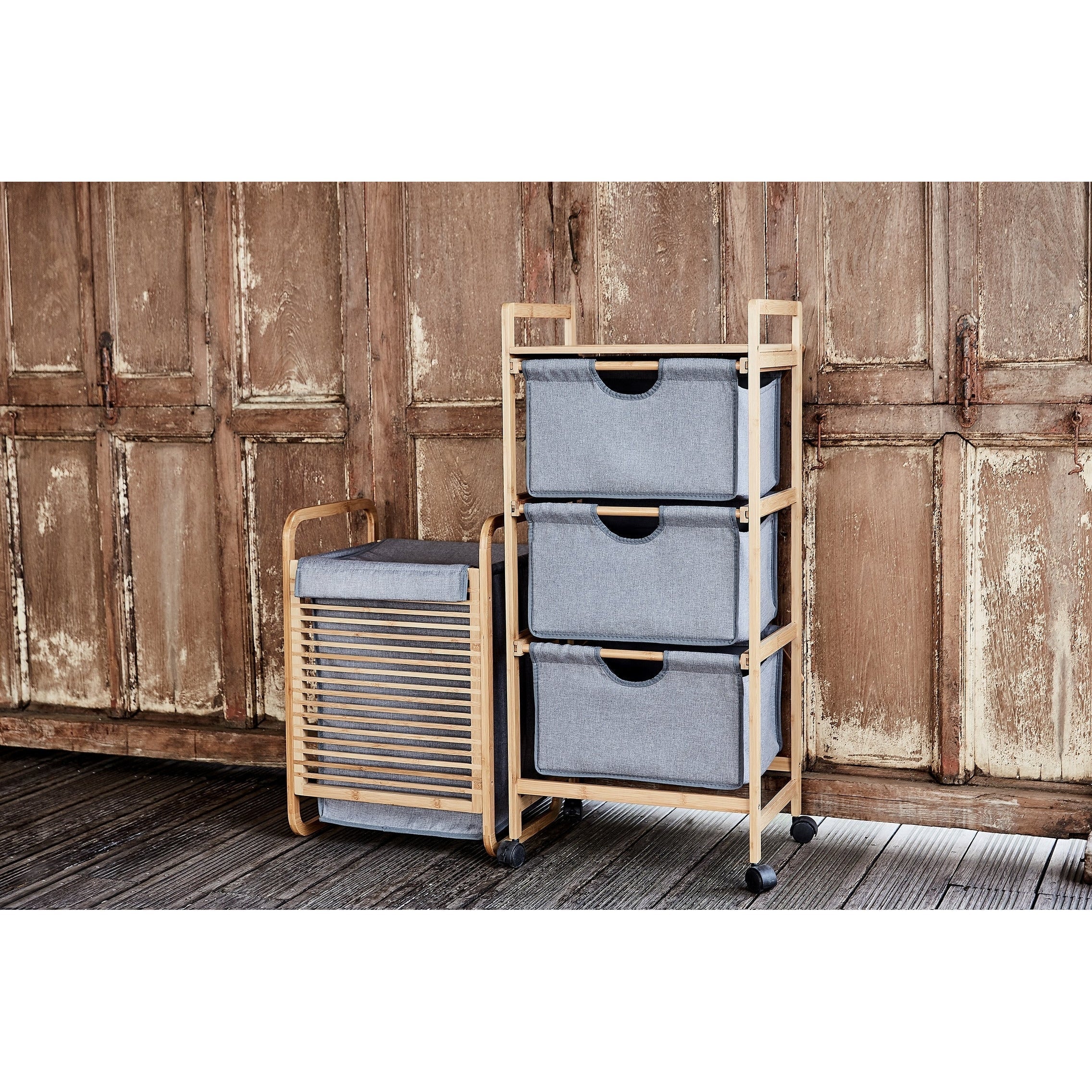 Laundry Trolley - 3 Drawer - Bahari - Bamboo Grey
