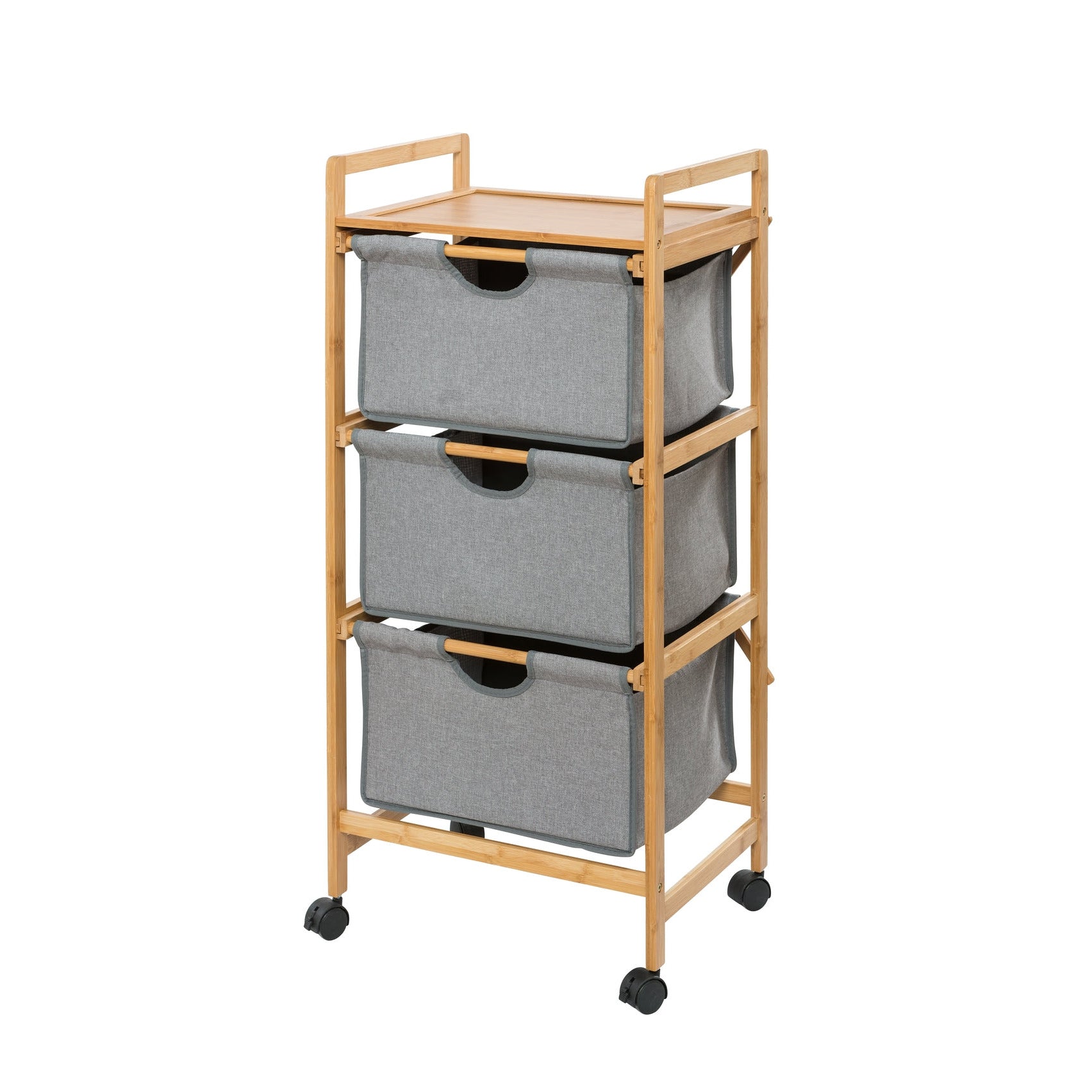 Laundry Trolley - 3 Drawer - Bahari - Bamboo Grey