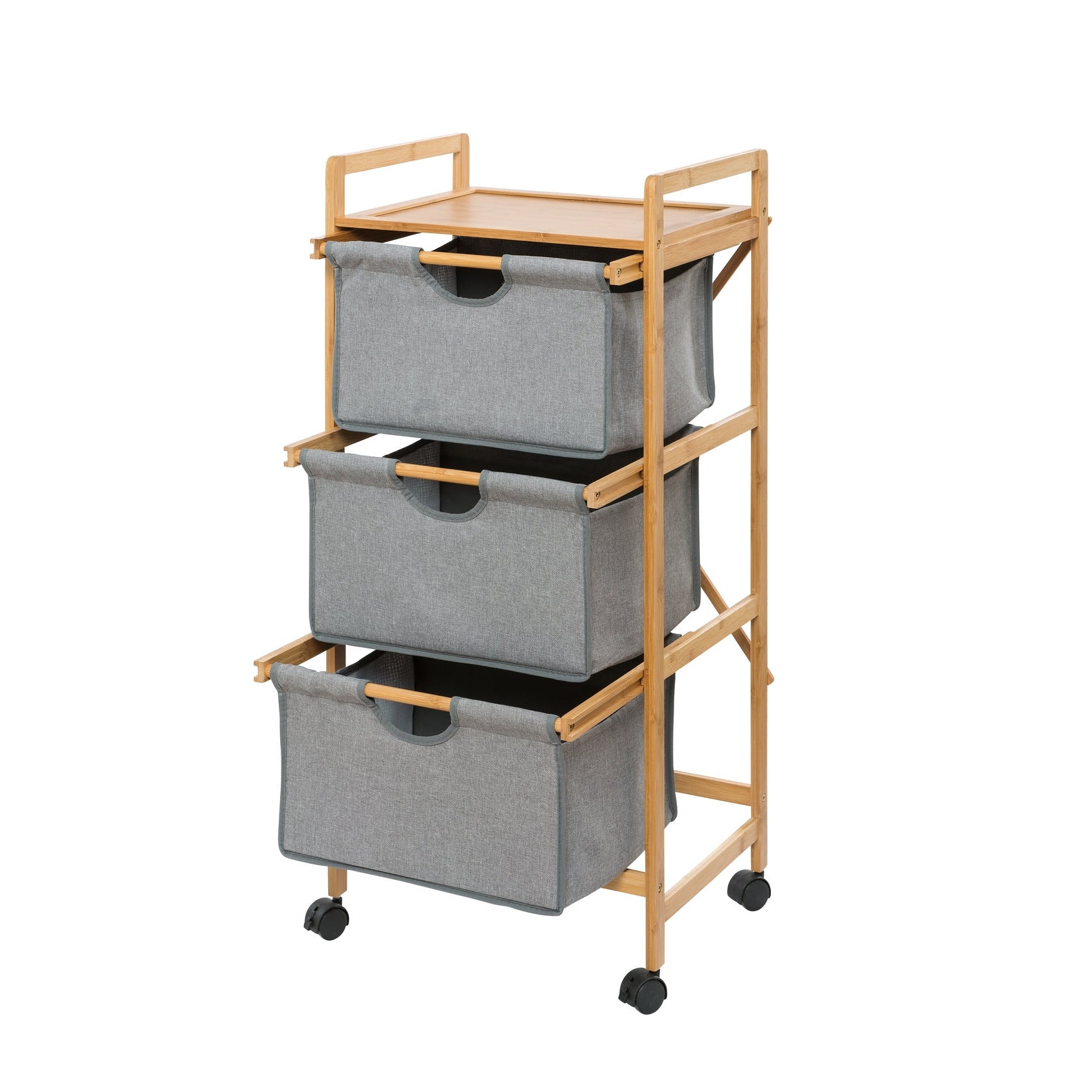 Laundry Trolley - 3 Drawer - Bahari - Bamboo Grey