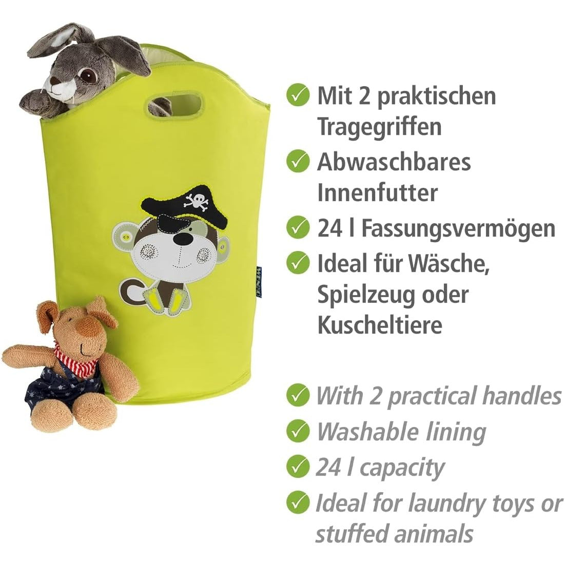 Laundry Basket 24L - Kids - Anton - Green