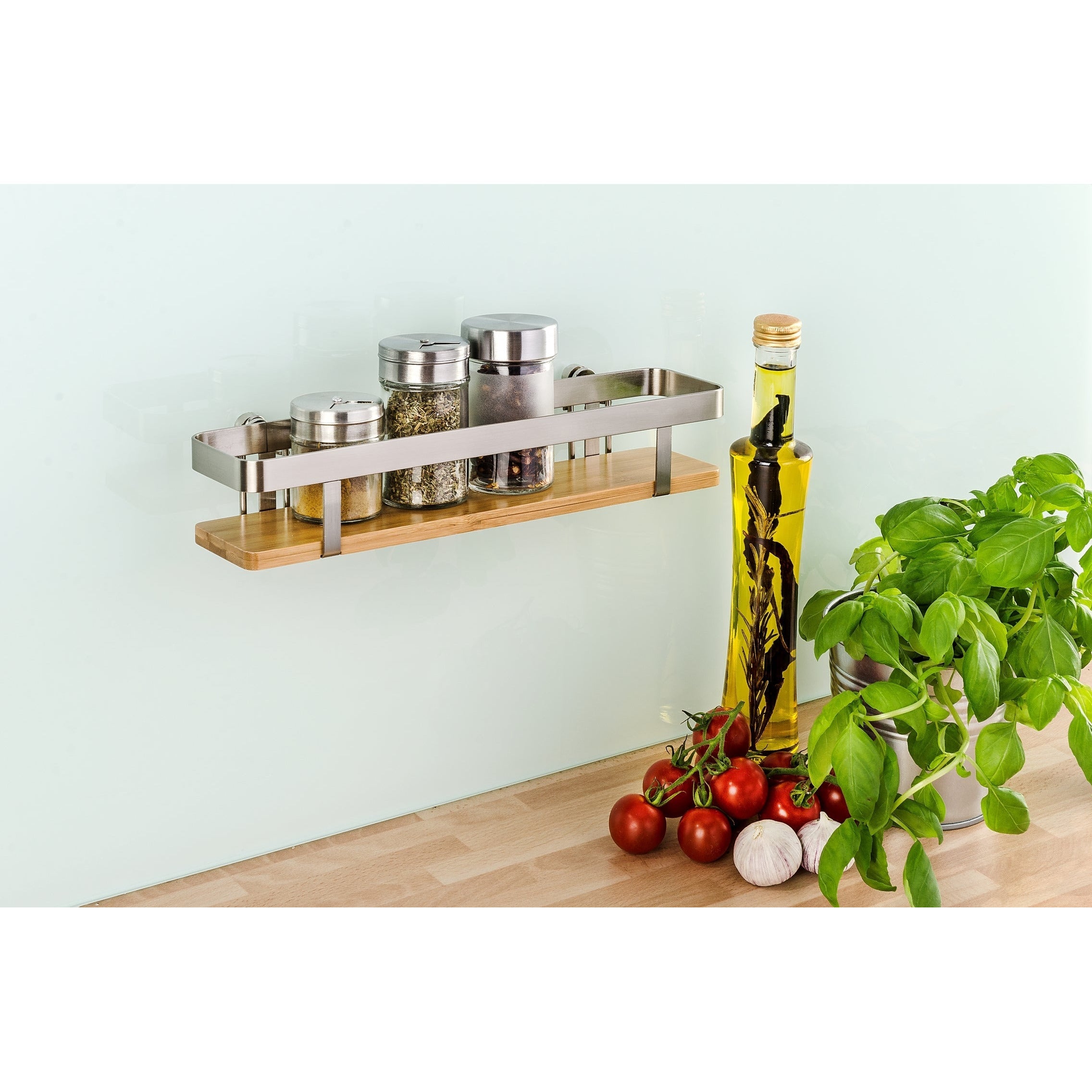 SPICE RACK - PREMIUM - STEEL & BAMBOO