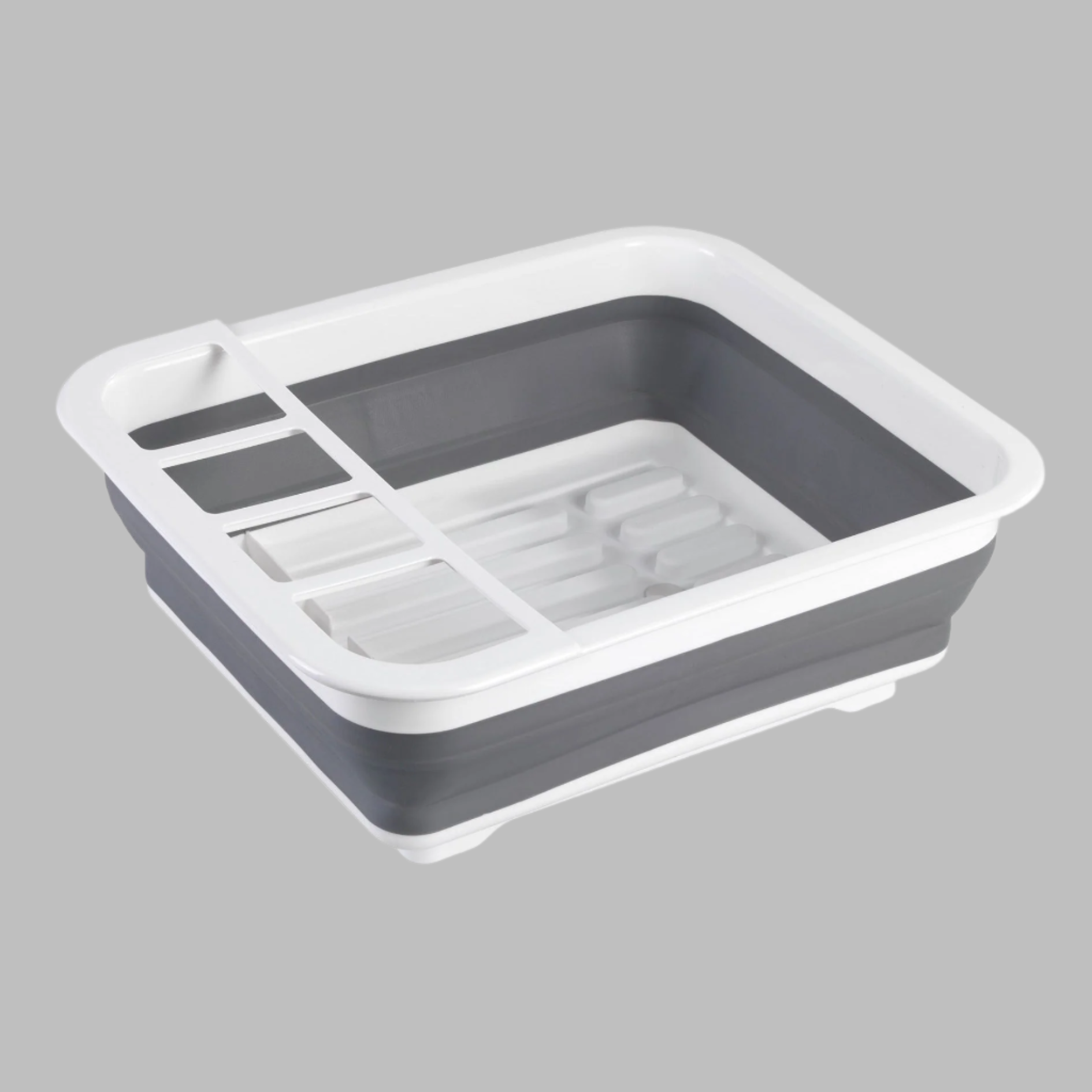 Dish Rack Foldable Silicone - 36X13X31 - White/Grey