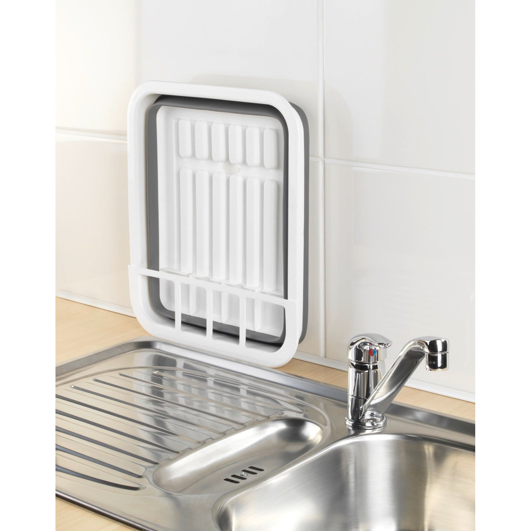 Dish Rack Foldable Silicone - 36X13X31 - White/Grey