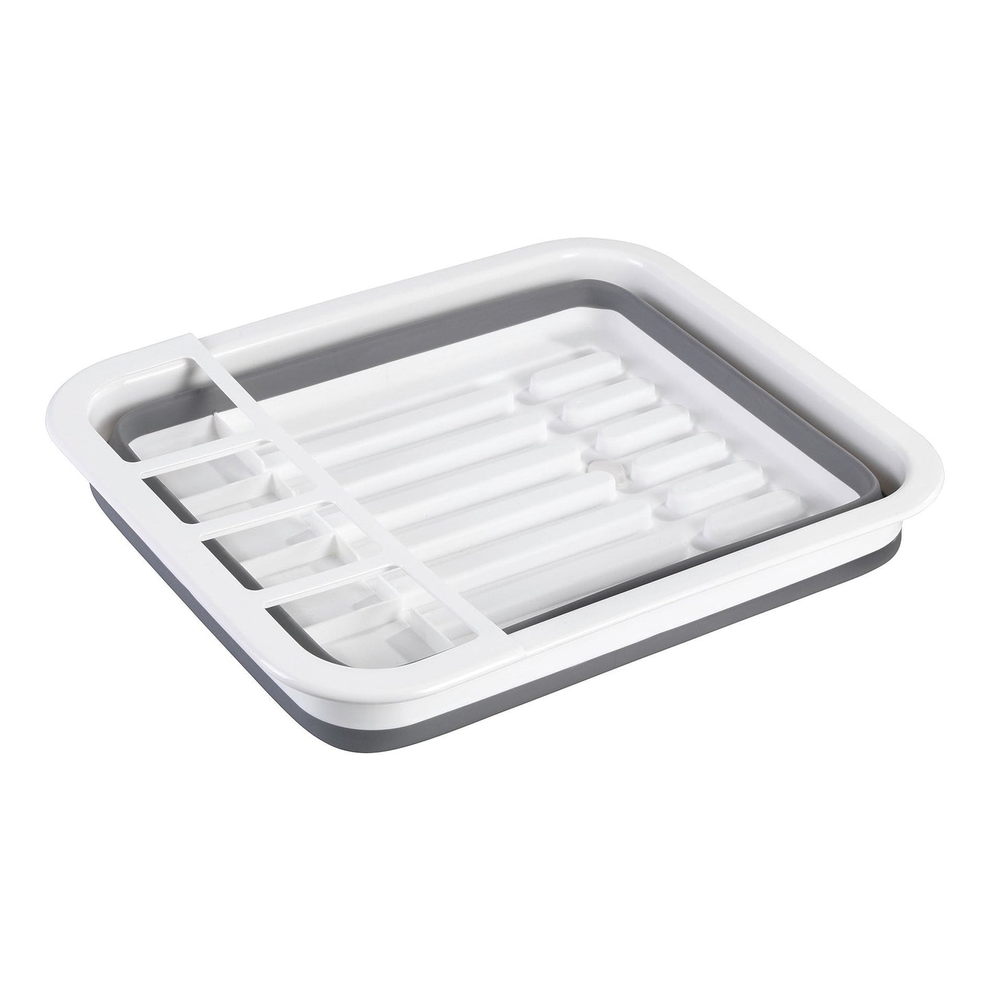 DISH RACK FOLDABLE SILICONE - 36X13X31 - WHITE/GREY