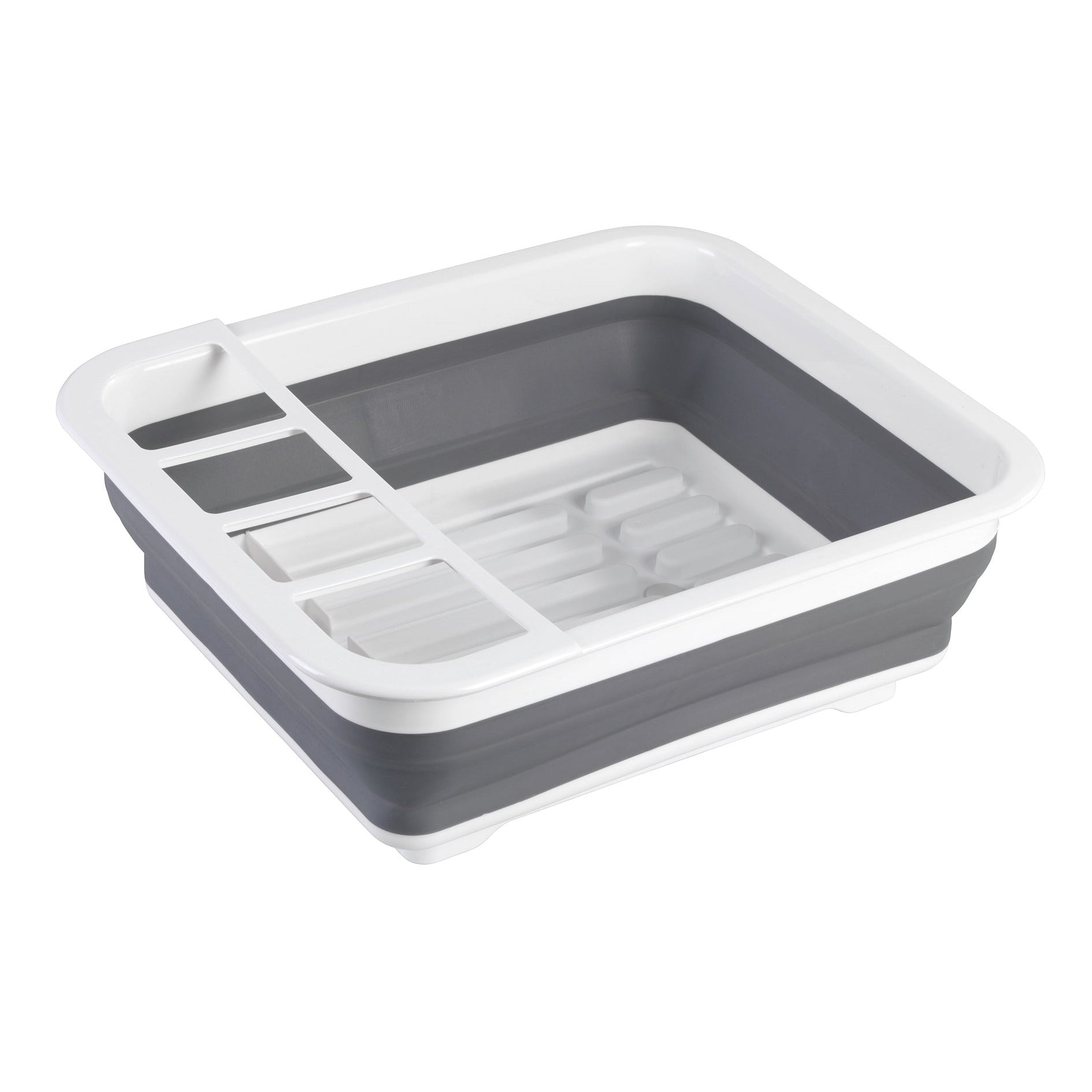 Dish Rack Foldable Silicone - 36X13X31 - White/Grey