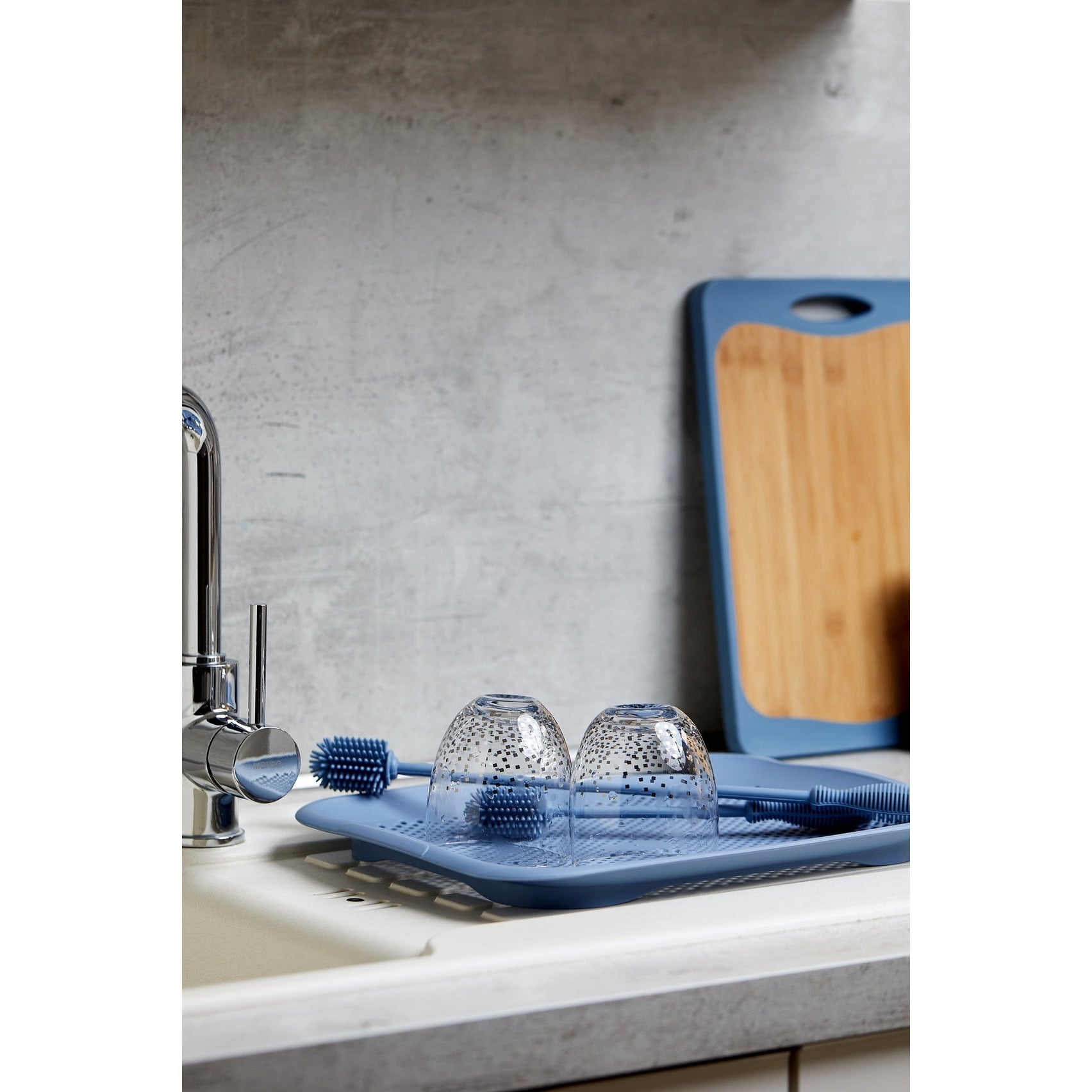 Washing-Up & Bottle Brush - Silicone - 25cm - Blue