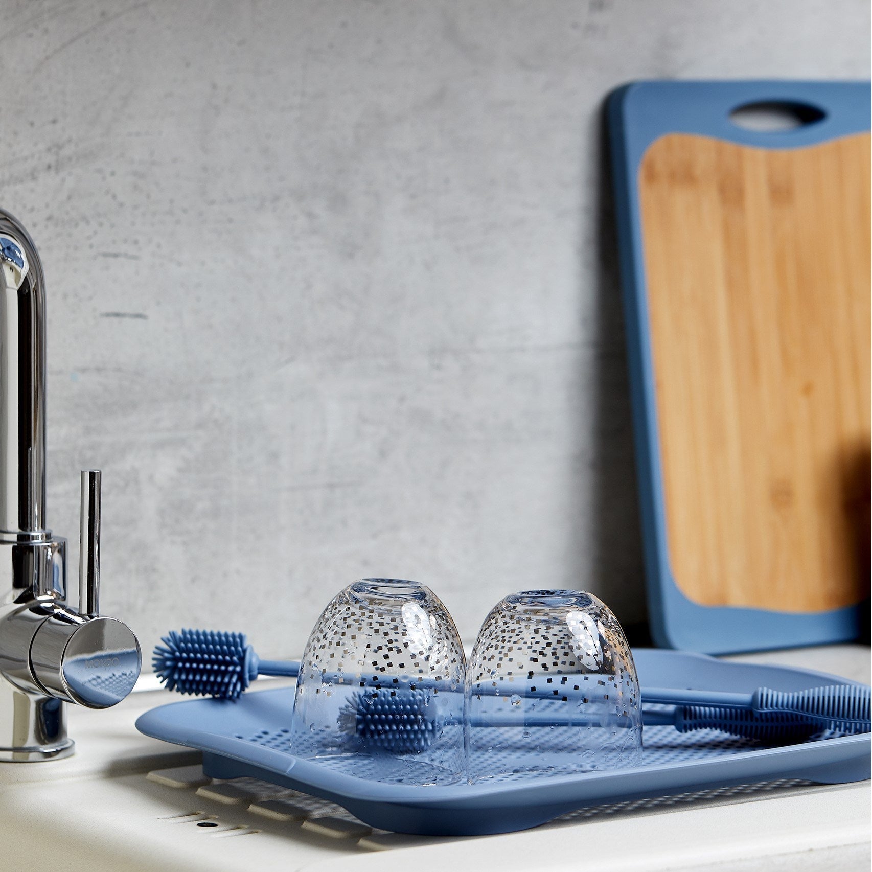 Washing-Up & Bottle Brush - Silicone - 25cm - Blue