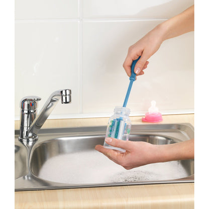 WASHING-UP & BOTTLE BRUSH - SILICONE - 25CM - BLUE