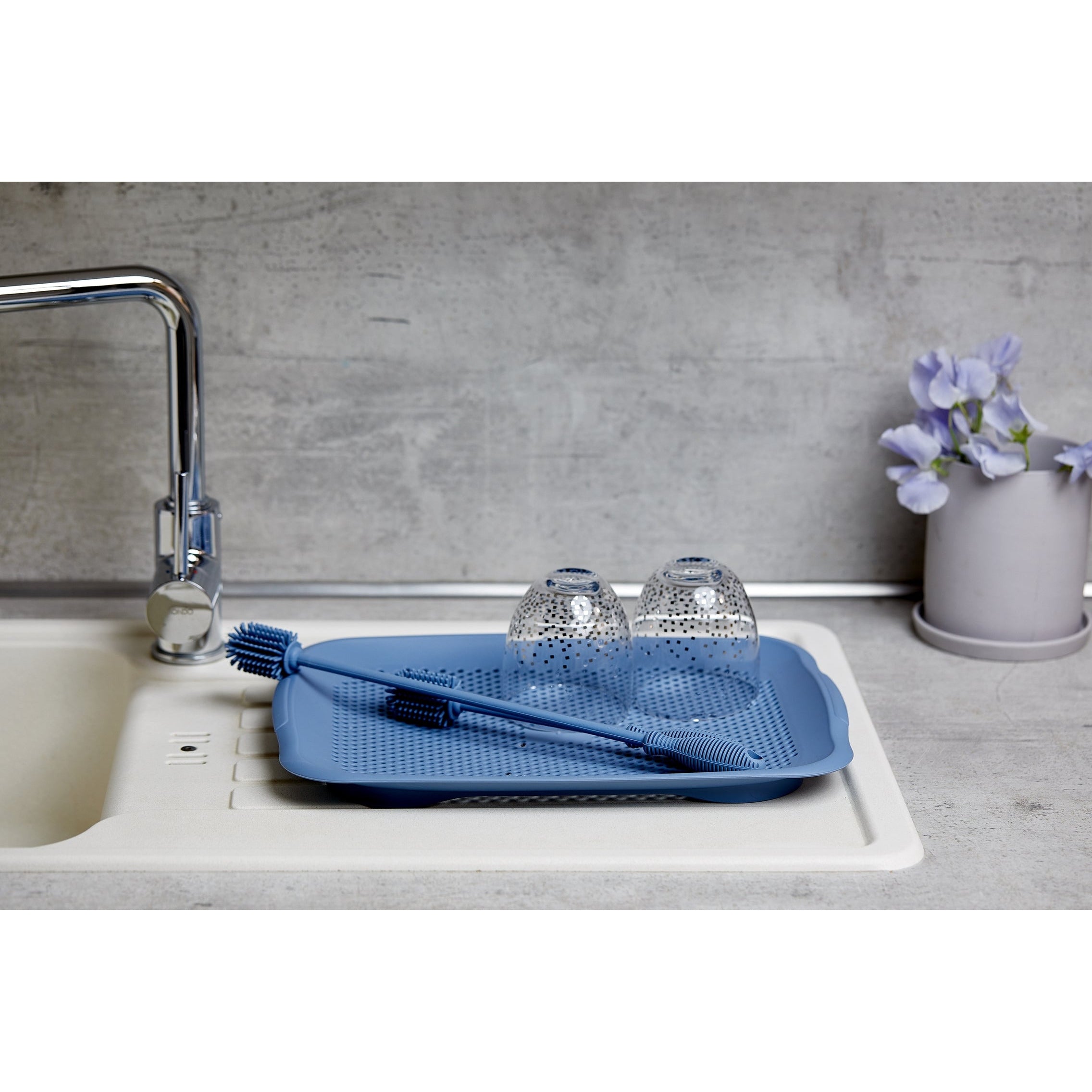 Washing-Up & Bottle Brush - Silicone - 25cm - Blue