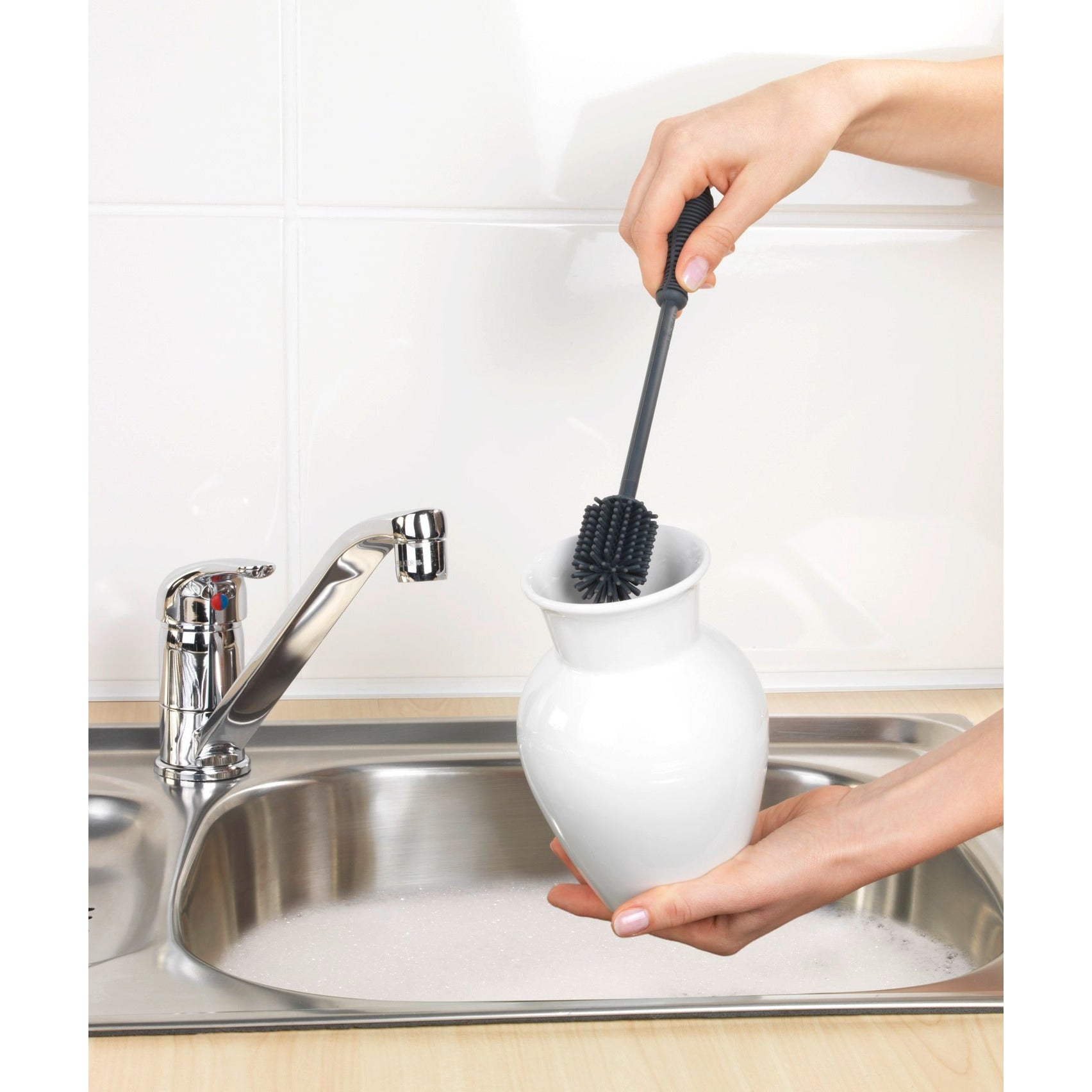 Washing-Up & Bottle Brush - Silicone - 25cm - Grey