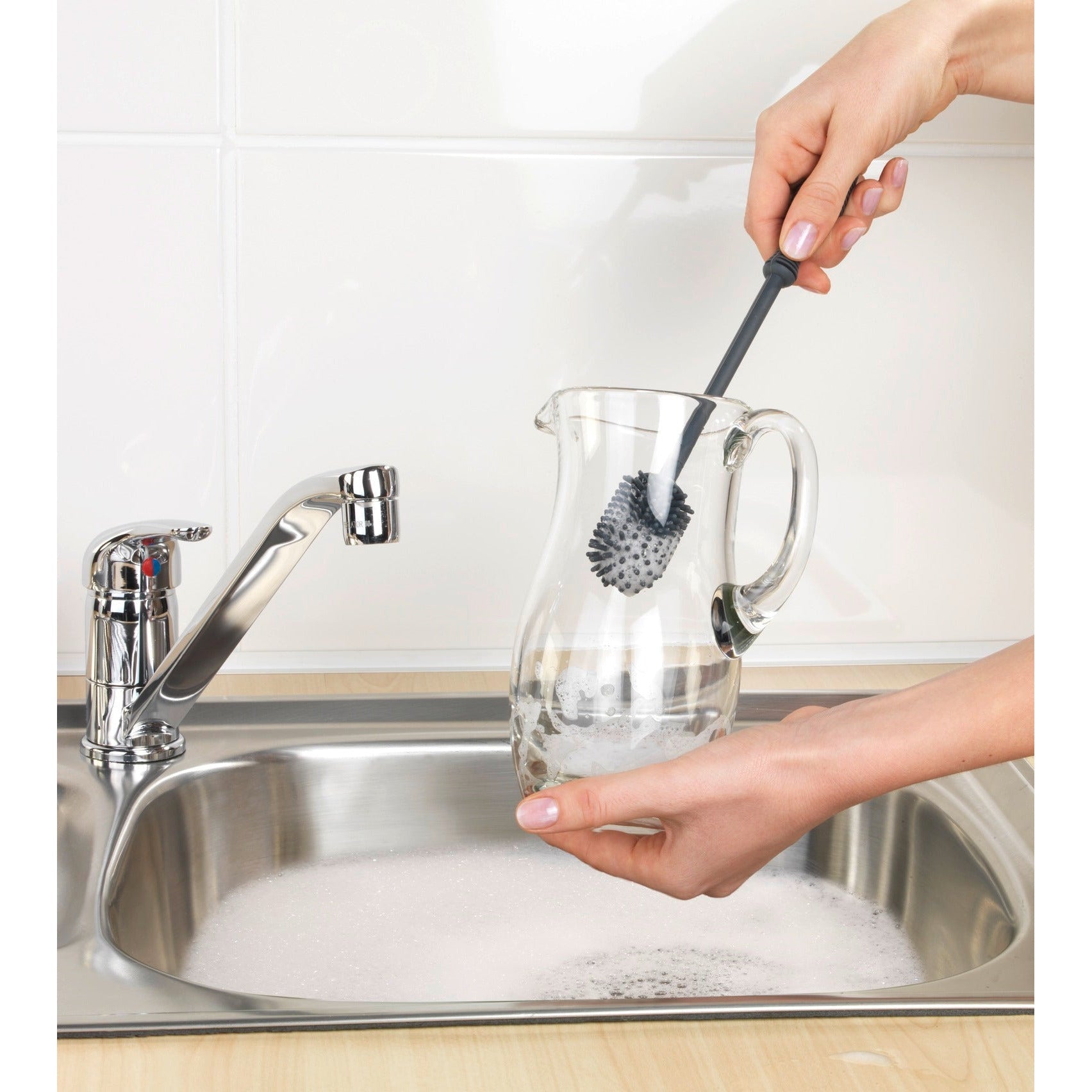 Washing-Up & Bottle Brush - Silicone - 25cm - Grey