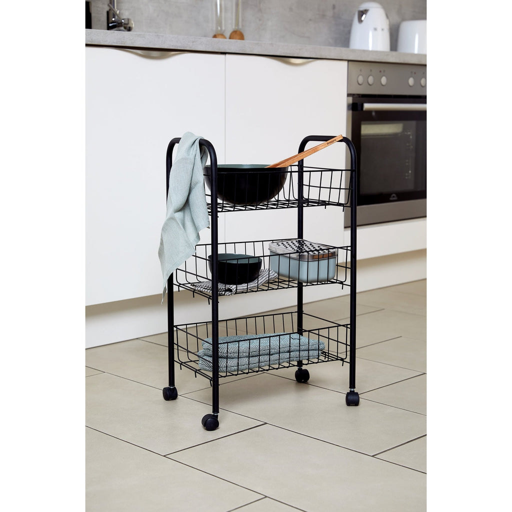 MULTI-PURPOSE METAL TROLLEY - 3 SHELVES - FLORENZ - BLACK