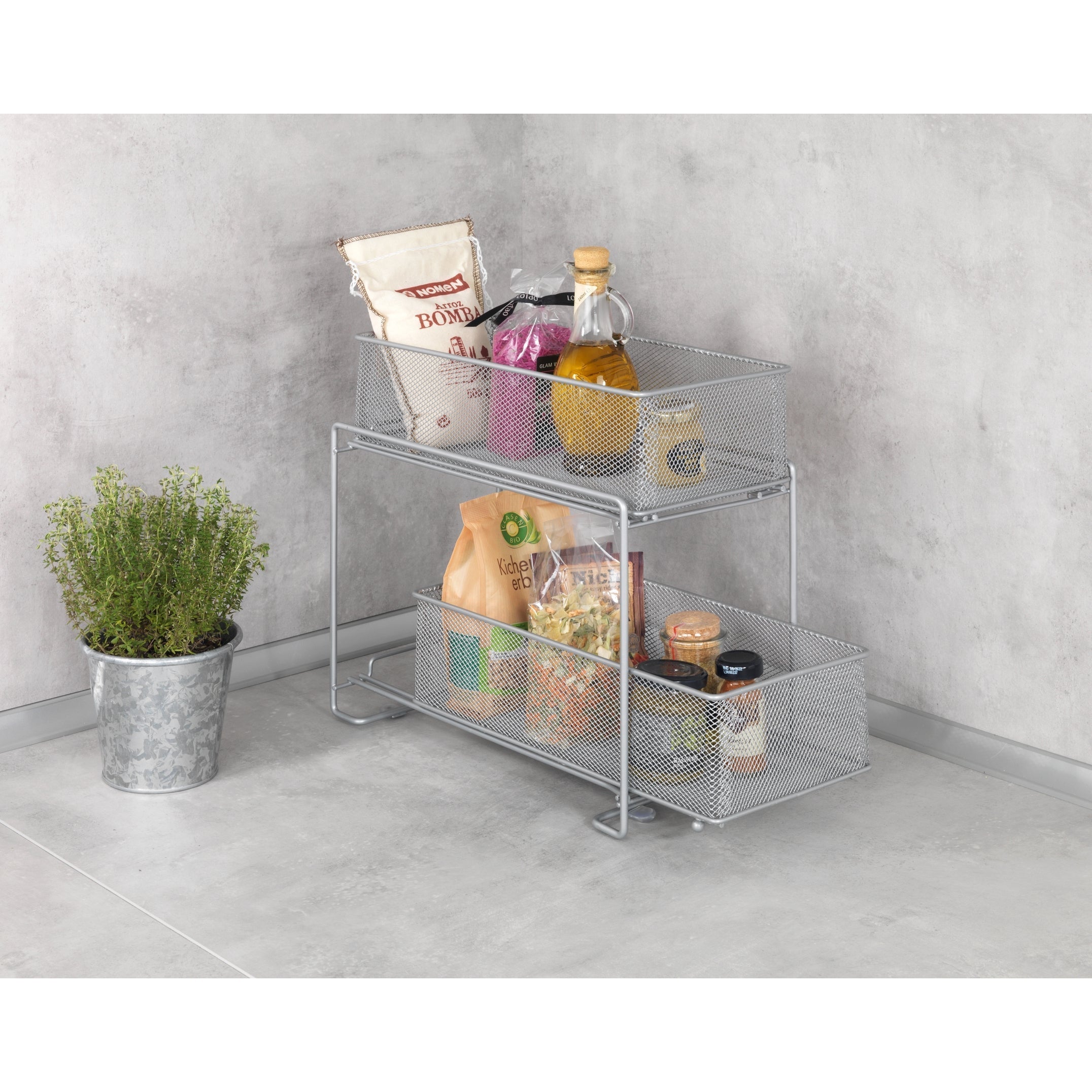 2 Drawer & Counter Storage Stand - Metal - Gioma
