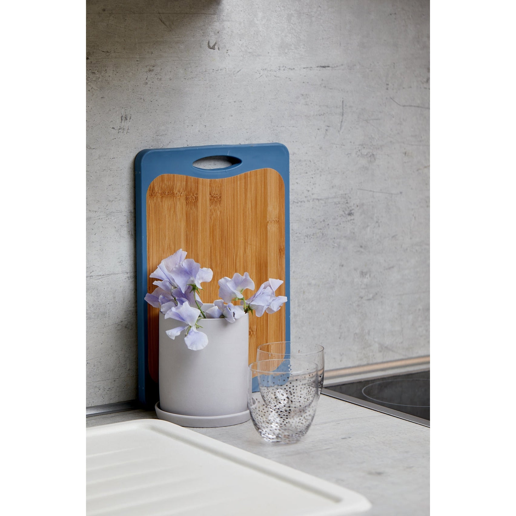 Double Sided Cutting Board - Bamboo & Pp - 33X23 - Anti-Slip Tpe - Blue