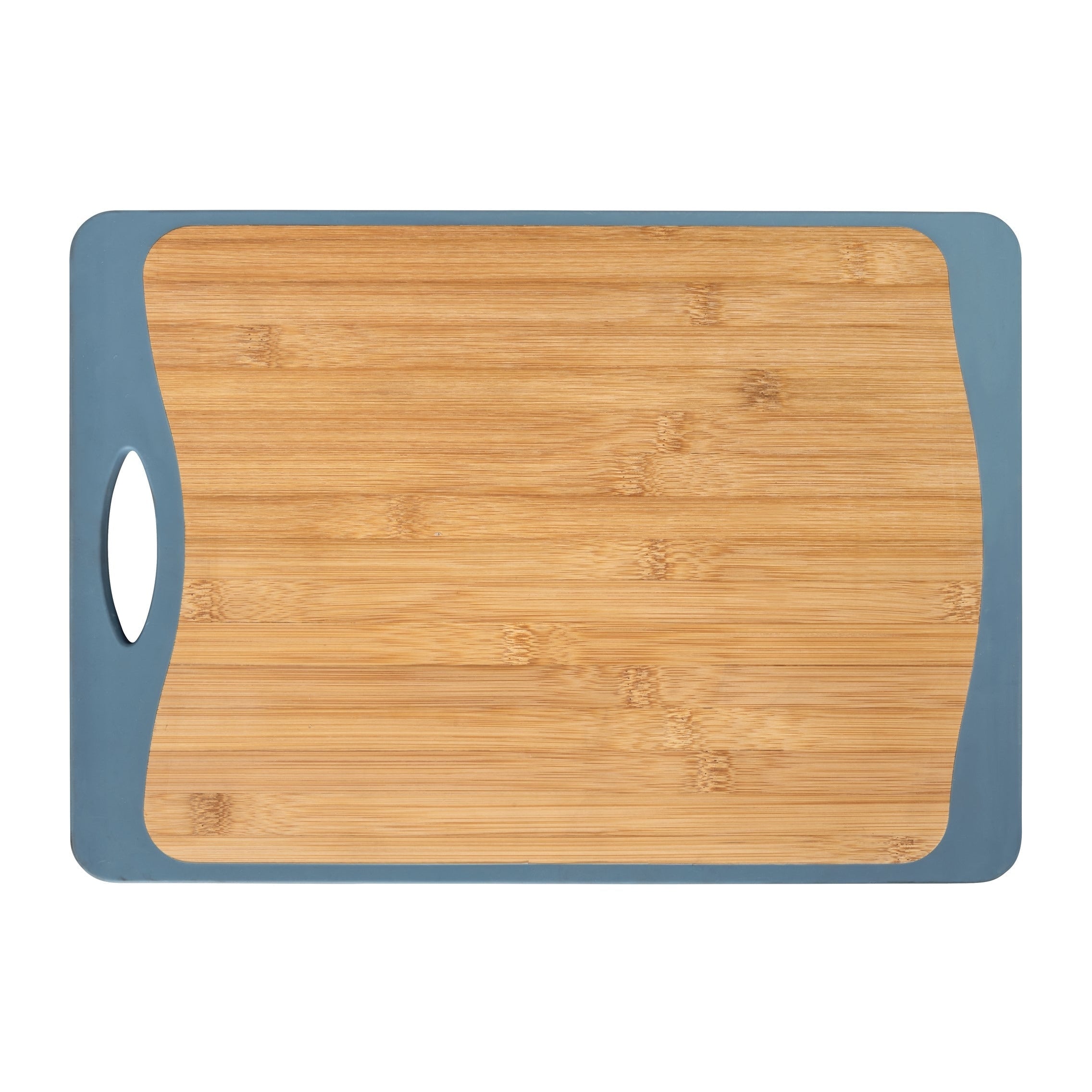 Double Sided Cutting Board - Bamboo & Pp - 33X23 - Anti-Slip Tpe - Blue