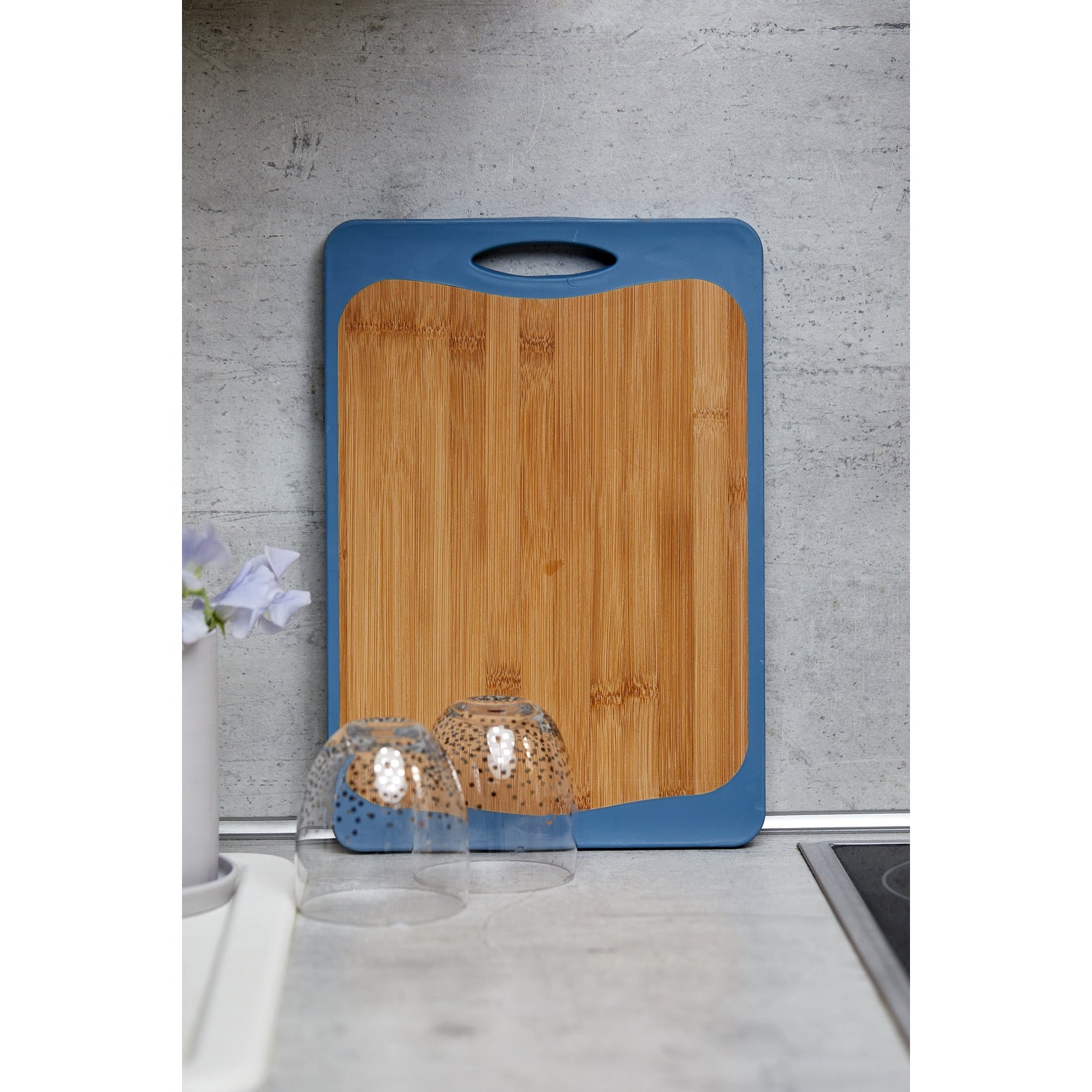 Double Sided Cutting Board - Bamboo & Pp - 33X23 - Anti-Slip Tpe - Blue