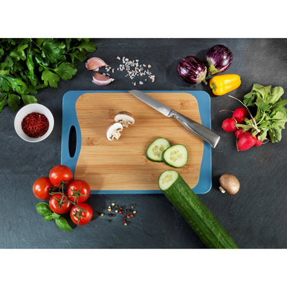 WENKO -DOUBLE SIDED CUTTING BOARD - BAMBOO & PP - 33X23 - ANTI-SLIP TPE - BLUE