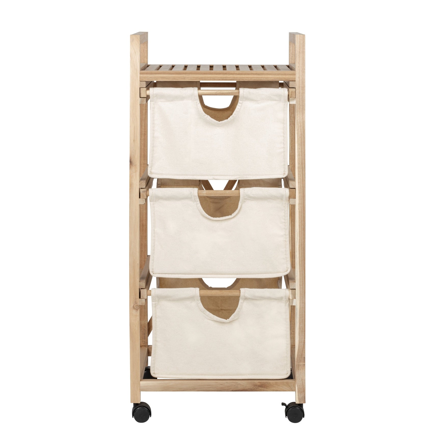 Laundry Trolley - 3 Drawers - Acina - Acacia Wood
