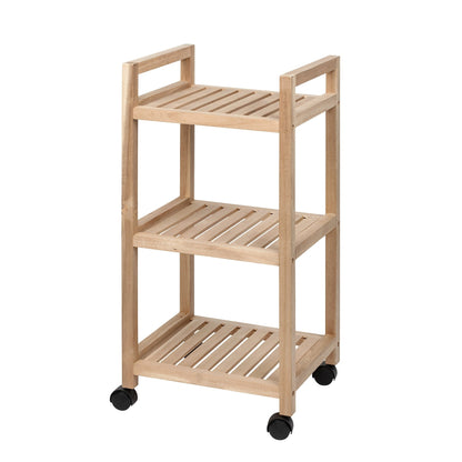 3-TIER SHELVING UNIT WITH WHEELS - ACINA RANGE - ACACIA WOOD