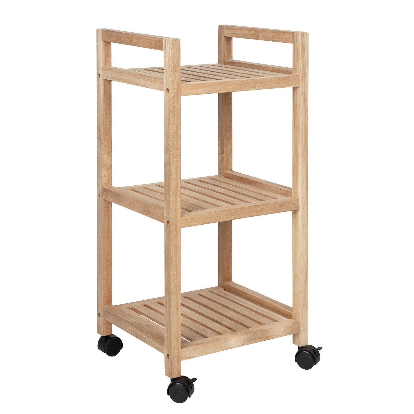 3-TIER SHELVING UNIT WITH WHEELS - ACINA RANGE - ACACIA WOOD