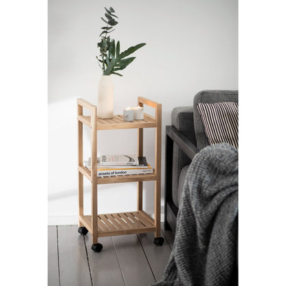 3-TIER SHELVING UNIT WITH WHEELS - ACINA RANGE - ACACIA WOOD