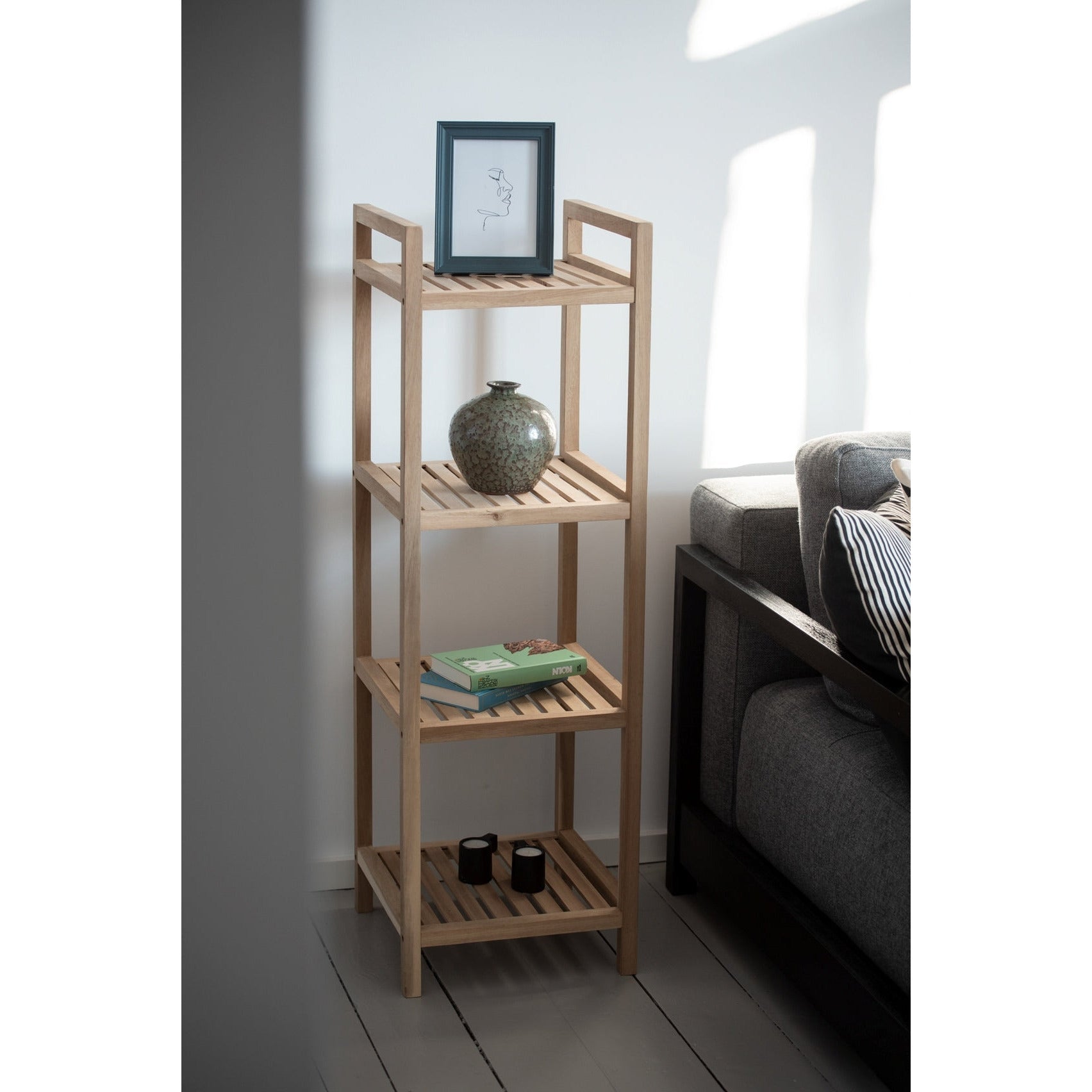 4-Tier Shelving Unit - Acina - Acacia Wood
