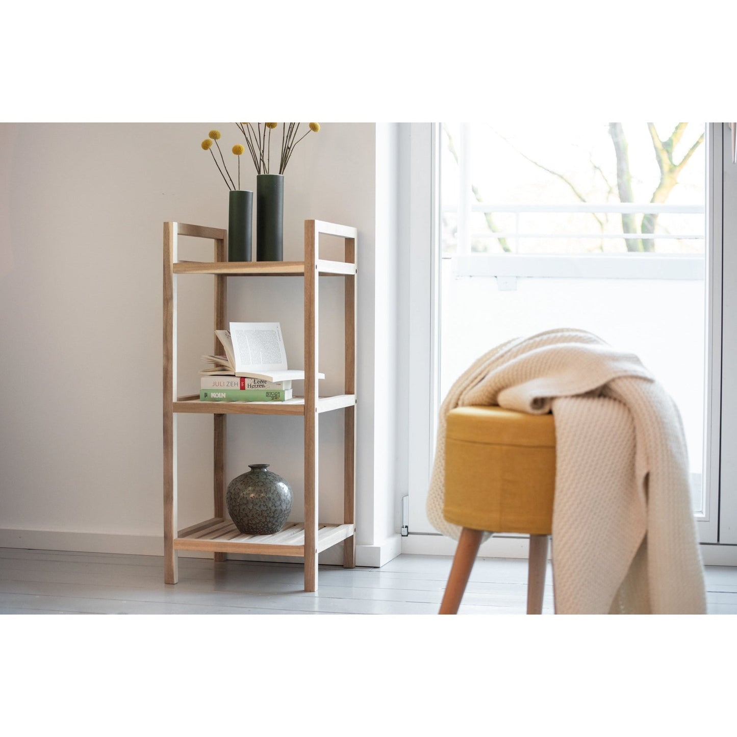 3-TIER SHELVING UNIT - ACINA RANGE - ACACIA WOOD