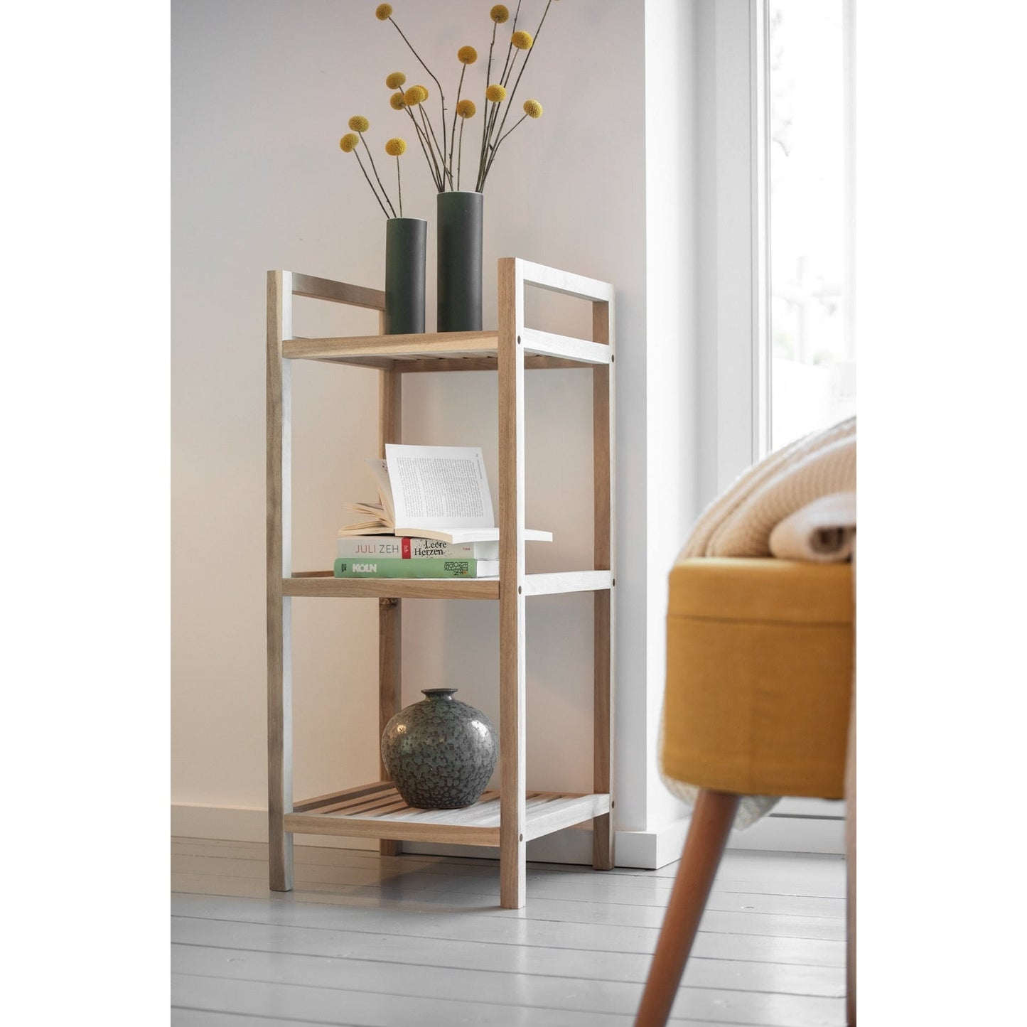 3-TIER SHELVING UNIT - ACINA RANGE - ACACIA WOOD