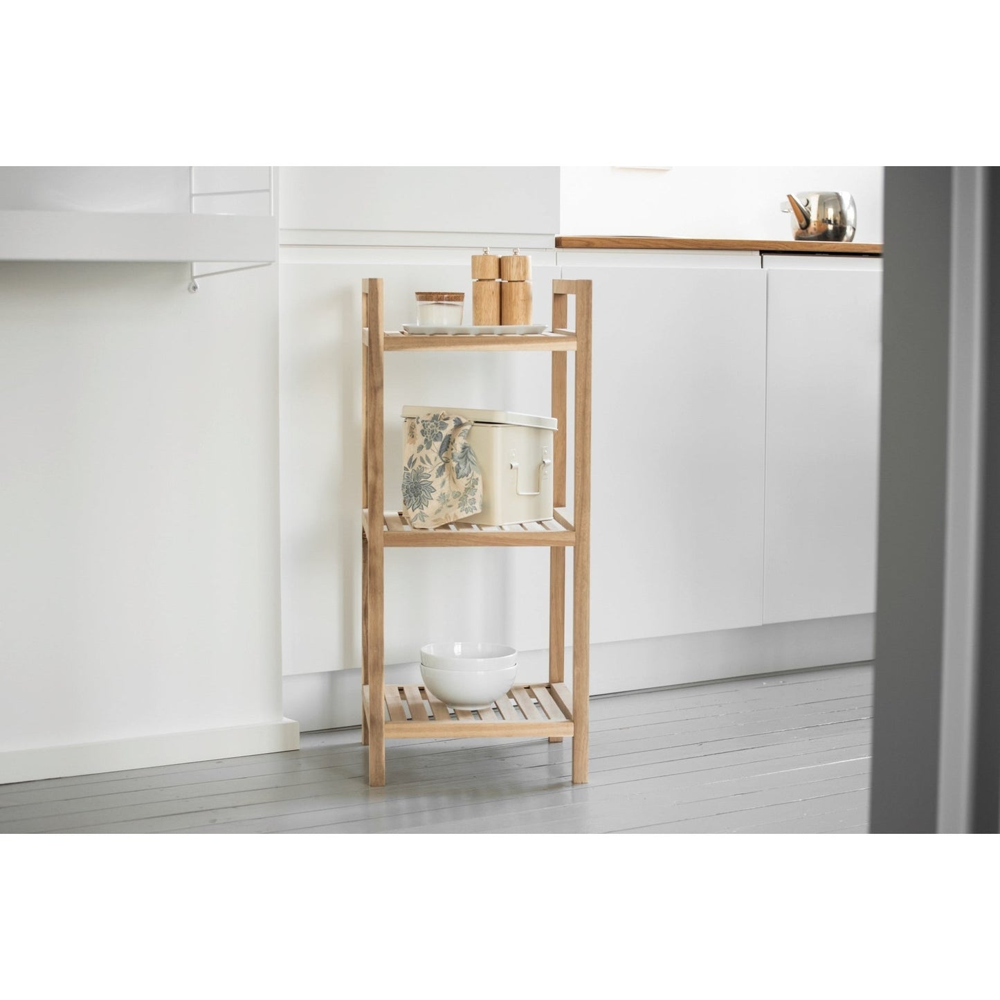 3-TIER SHELVING UNIT - ACINA RANGE - ACACIA WOOD