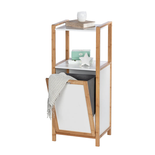 FINJA SHELF UNIT W/ LAUNDRY BASKET - BAMBOO