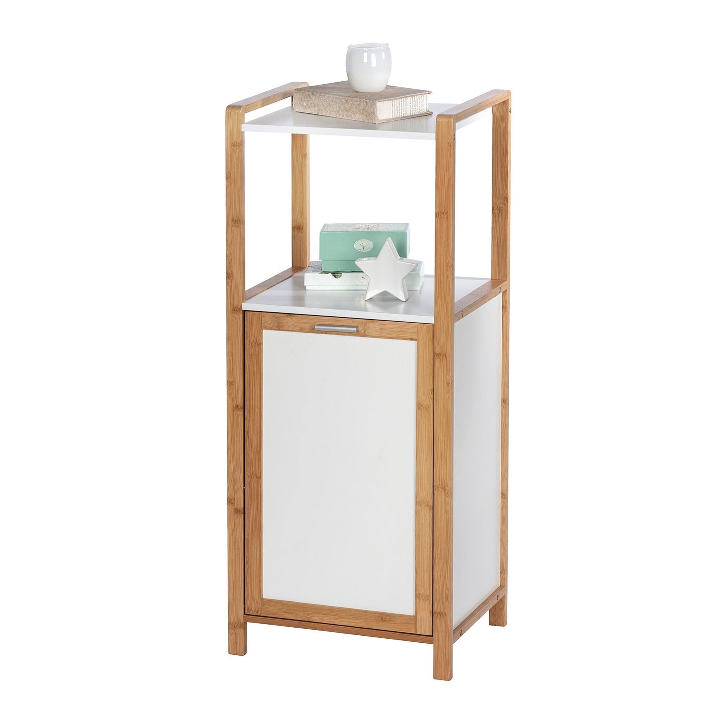 FINJA SHELF UNIT W/ LAUNDRY BASKET - BAMBOO